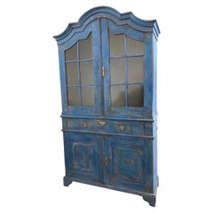 18th Century Painted Oak Dutch Deux Corps Cupboard