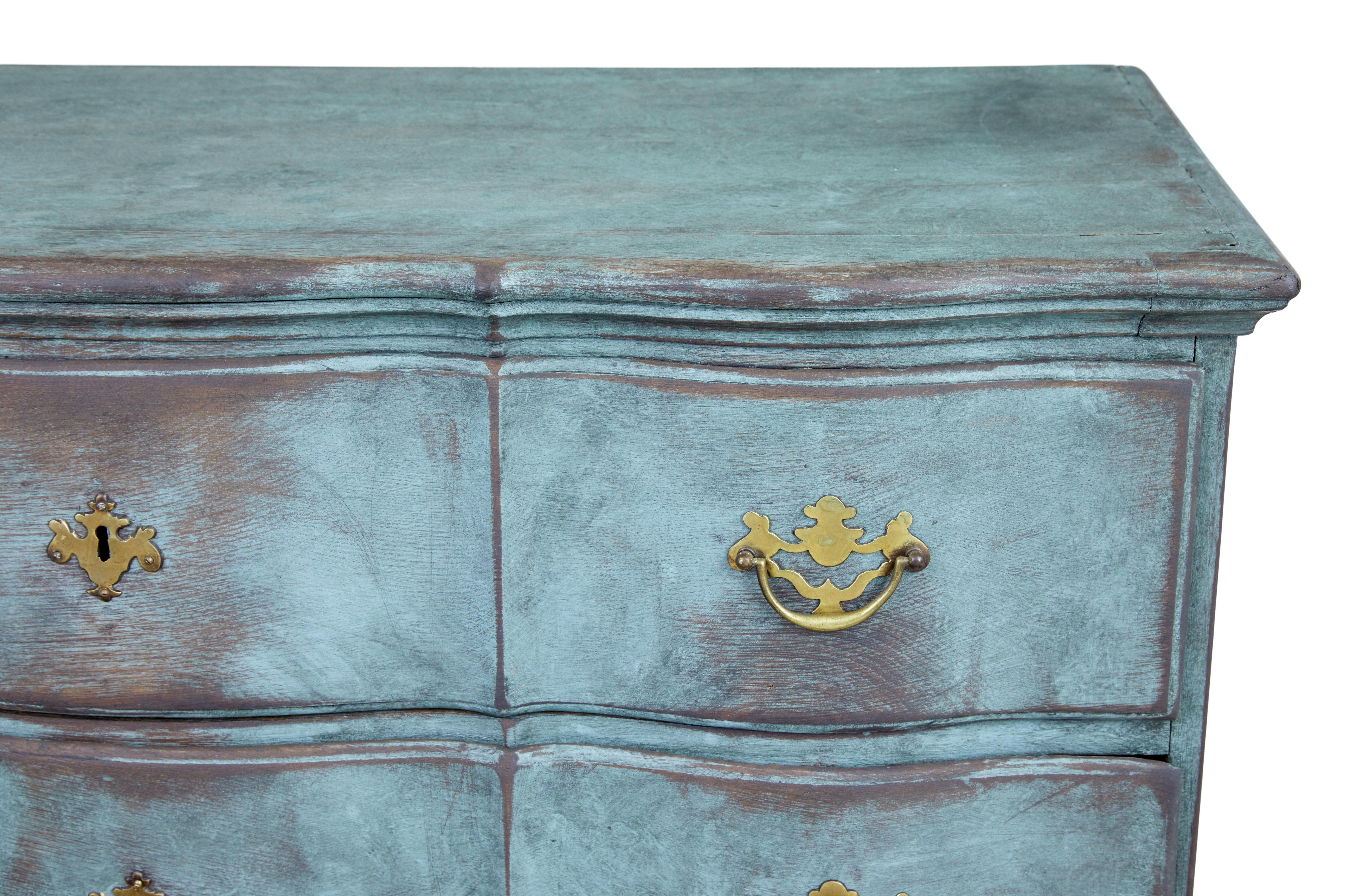 Baroque Revival 18th century painted oak Scandinavian baroque chest of drawers For Sale