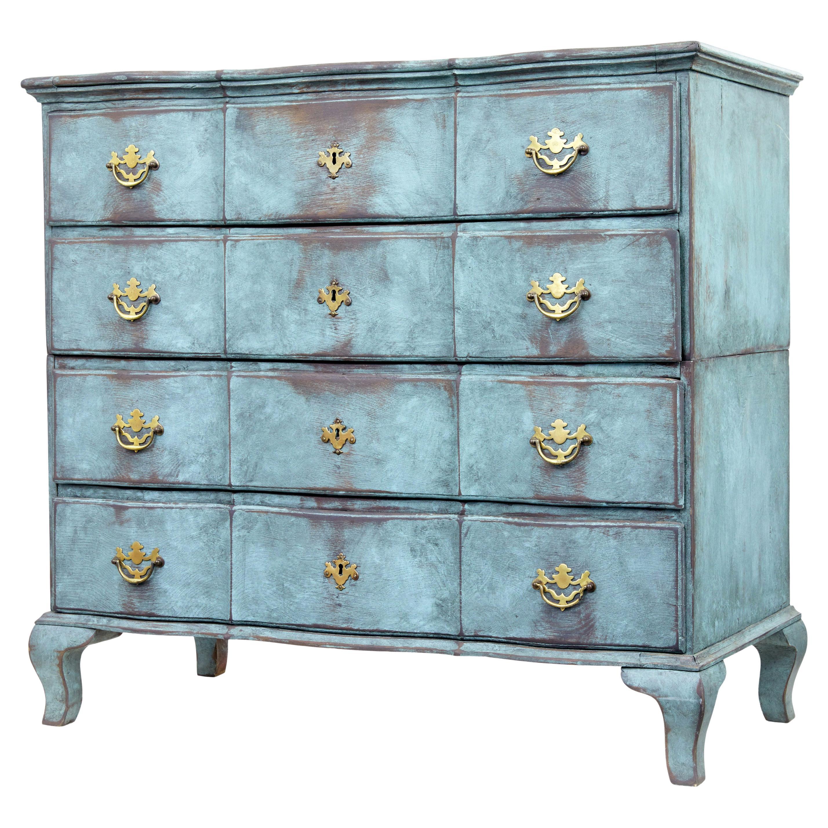 18th century painted oak Scandinavian baroque chest of drawers For Sale