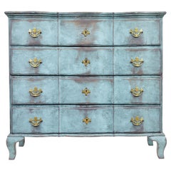 Antique 18th century painted oak Scandinavian baroque chest of drawers