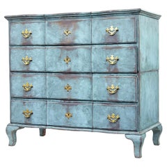 18th century painted oak Scandinavian baroque chest of drawers