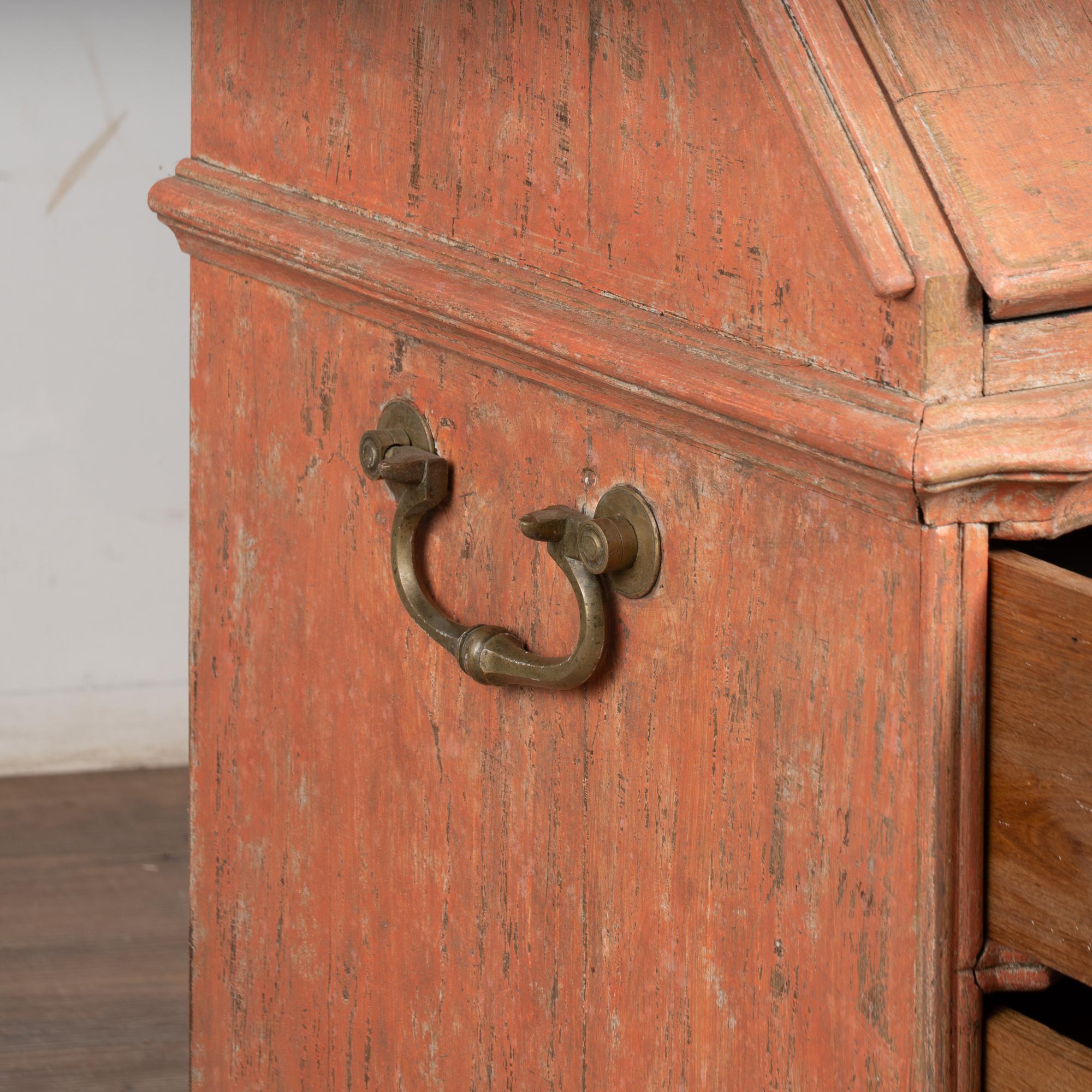 Laiton Secrétaire en Oak Oak peint du 18e siècle, Danemark en vente