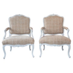 18th Century Painted Pair of French Fauteuils