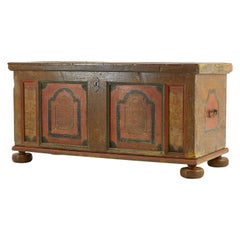 18th Century Painted Pine Trunk