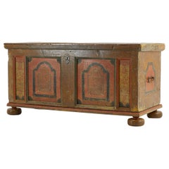 18th Century Painted Pine Trunk