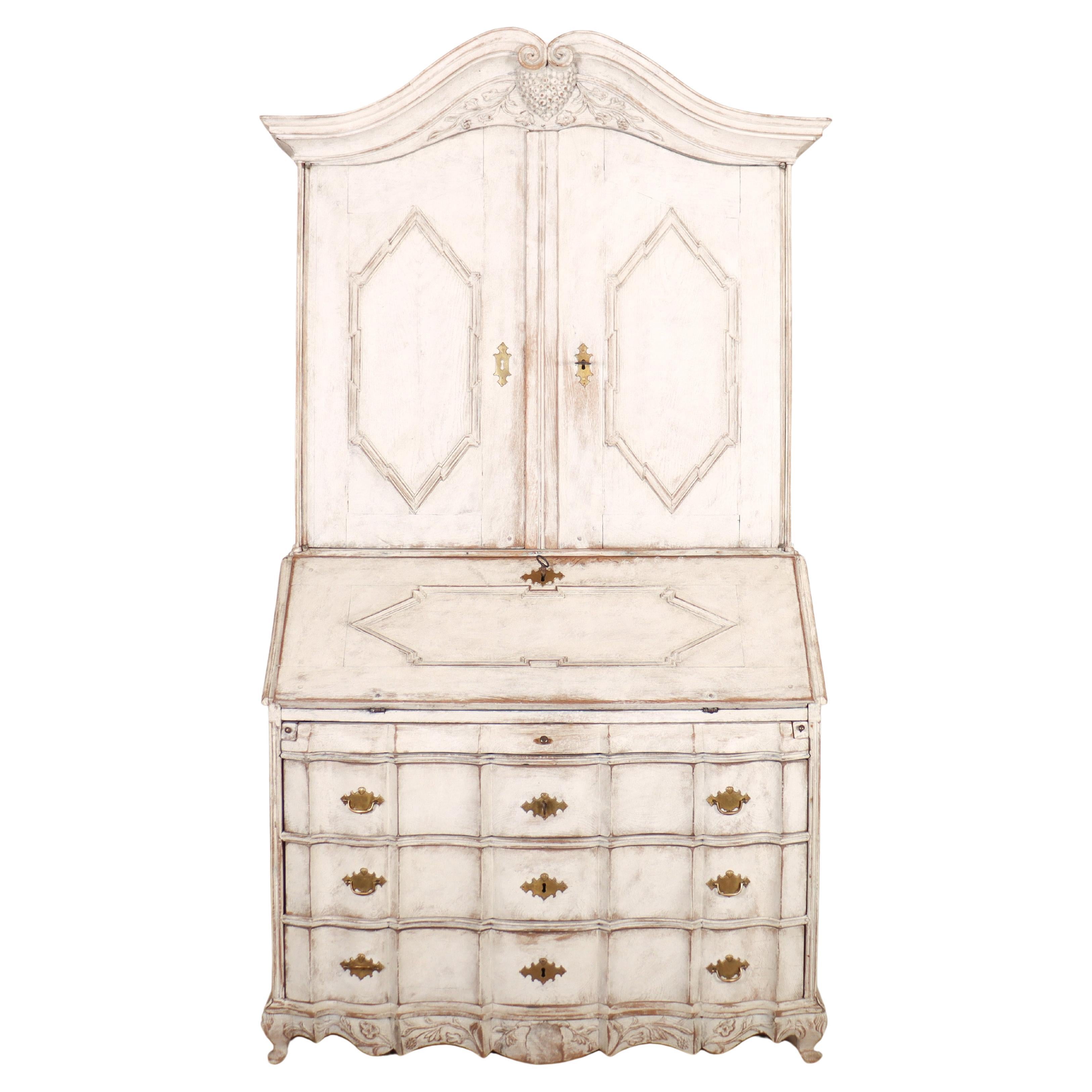18th Century Painted Rococo Bureau Bookcase