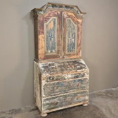18th Century Painted Swedish Secretary, Bookcase