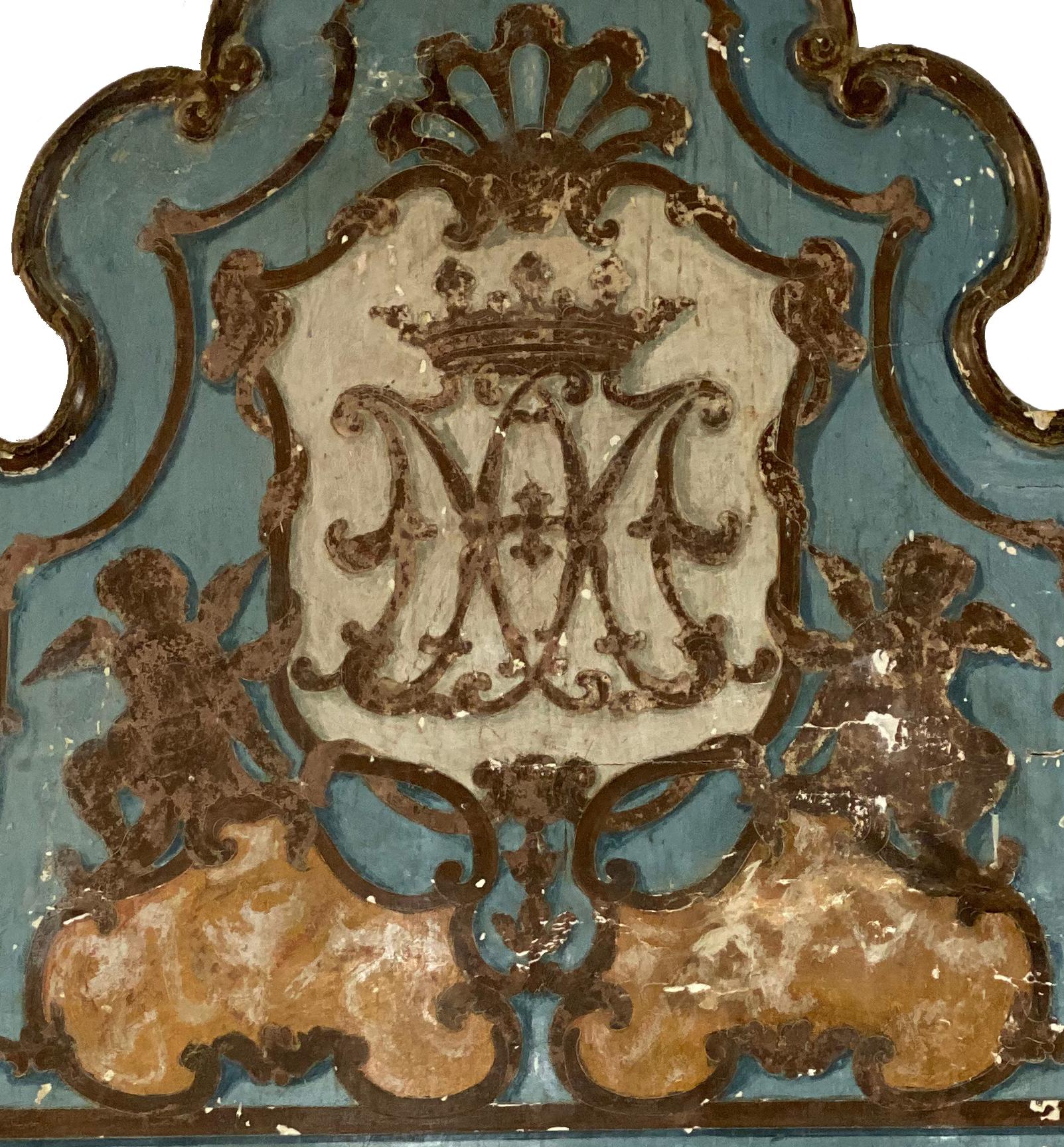antique painted headboard