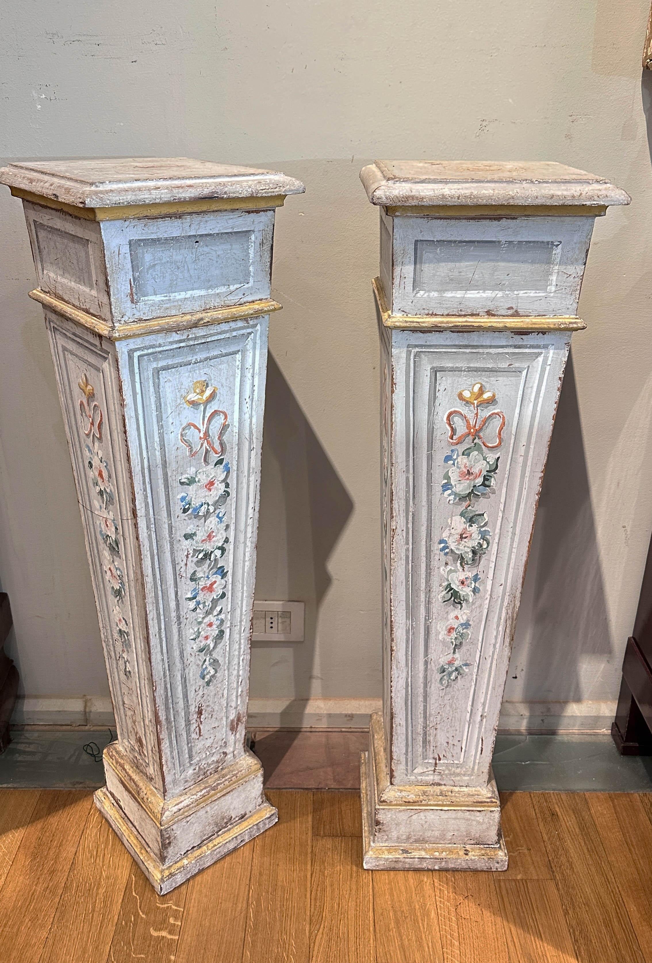 Italian 18th CENTURY PAINTED WOOD COLUMNS For Sale