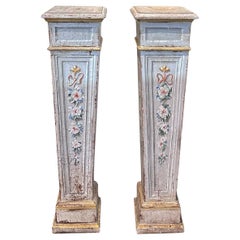 18th CENTURY PAINTED WOOD COLUMNS