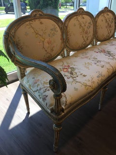 18th Century Painted Wood Frame and Custom Upholstered Baltic Neoclassical Sofa