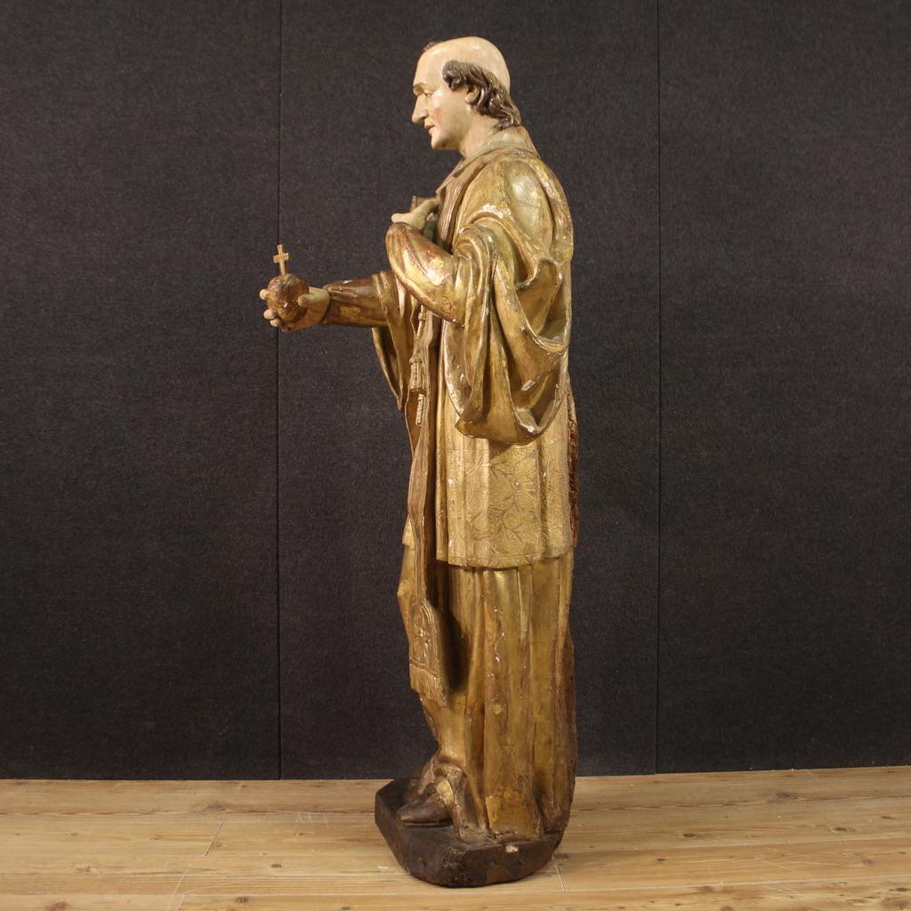 Sculpture religieuse française en bois peint du 18ème siècle Saint François de vente 1730 en vente 5