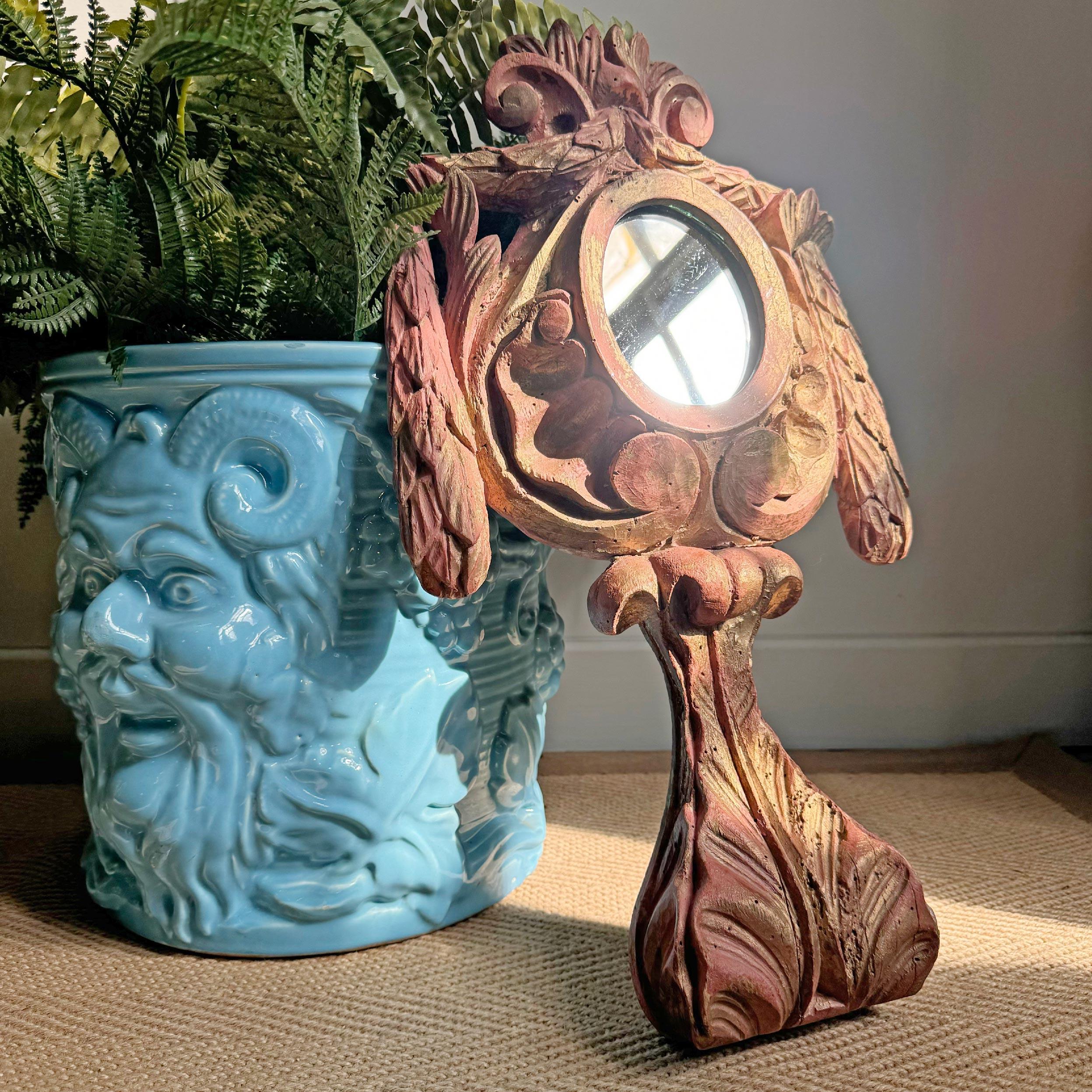 Baroque Miroir Monstrance peint en bois du 18ème siècle en vente