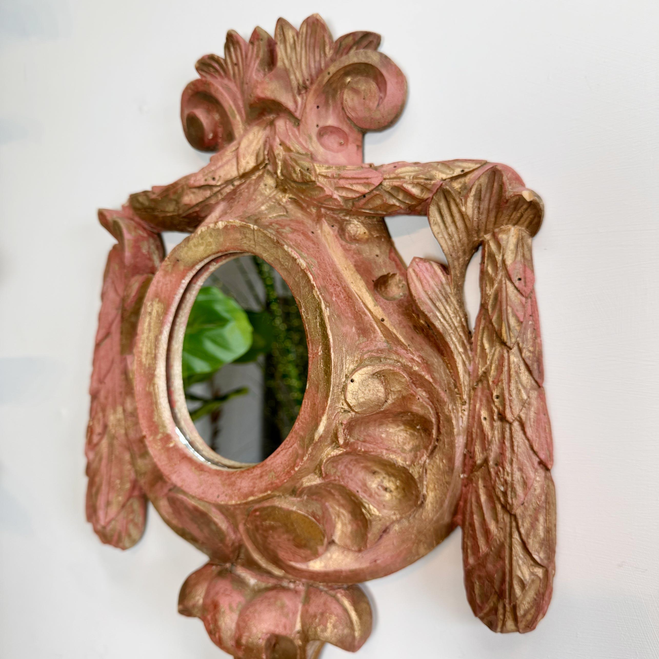 XVIIIe siècle Miroir Monstrance peint en bois du 18ème siècle en vente