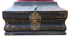 18th century painted wooden sewing box