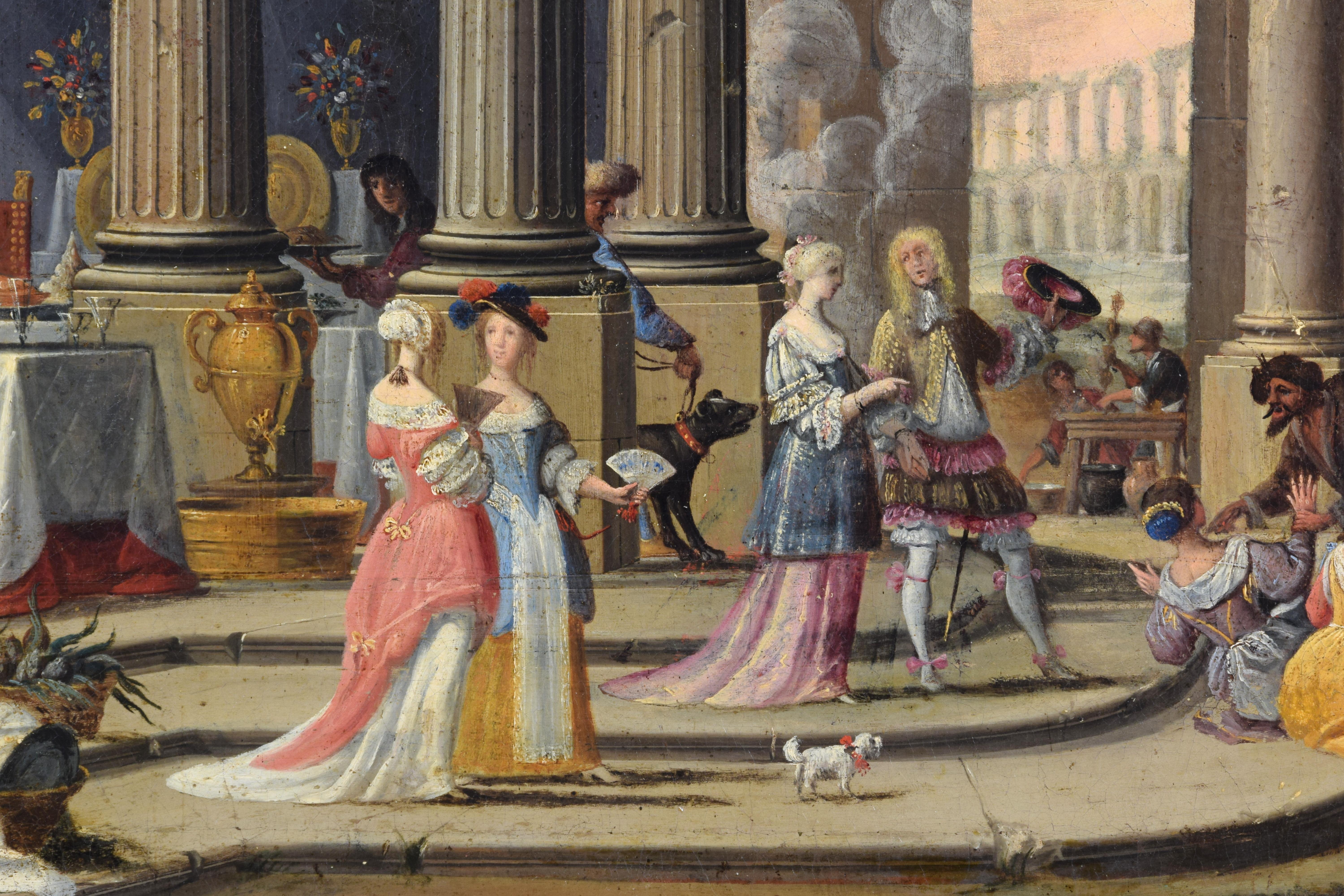 18th Century, Painting Architectural Capriccio, att. to Isaac De Moucheron For Sale 5
