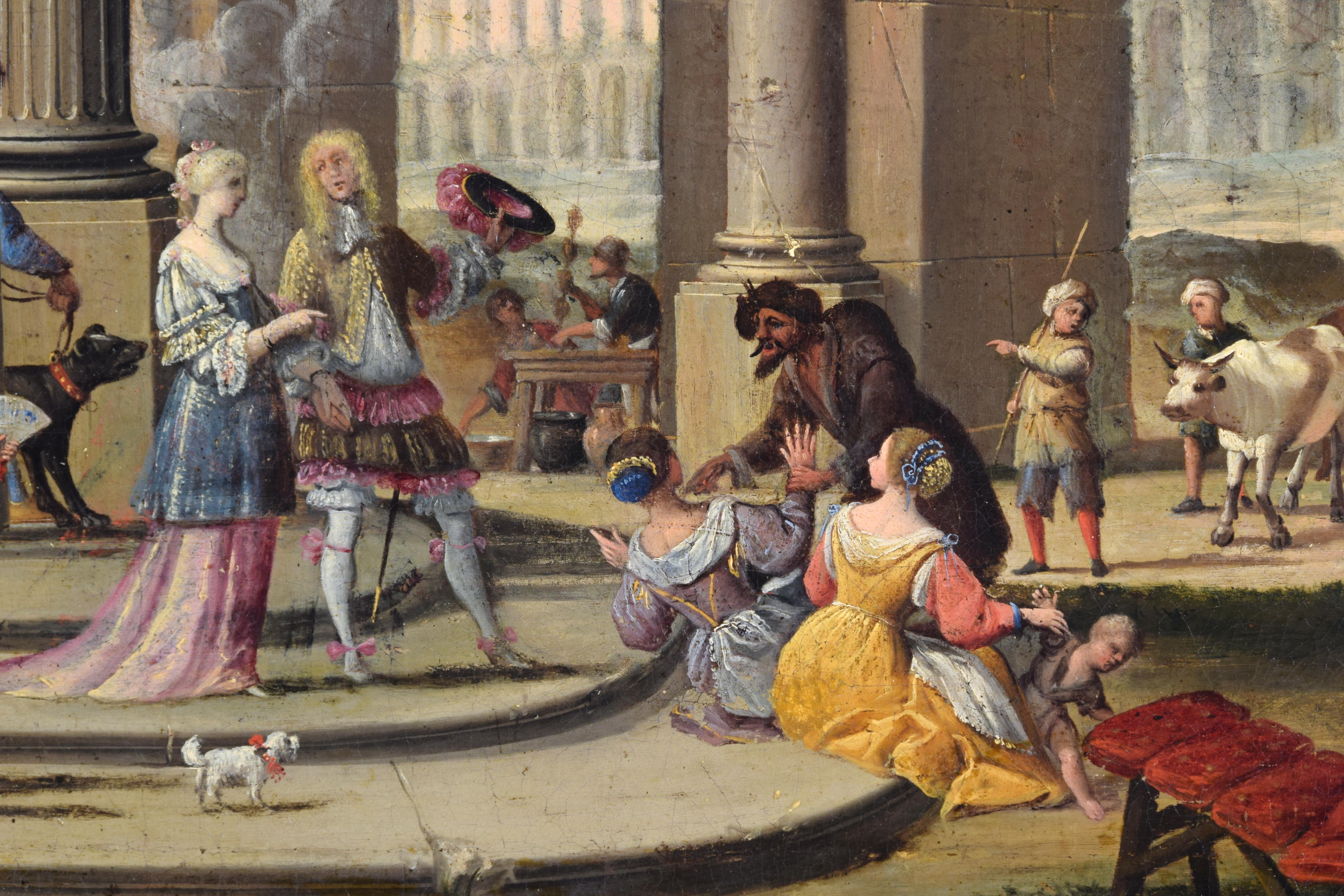 18th Century, Painting Architectural Capriccio, att. to Isaac De Moucheron For Sale 7