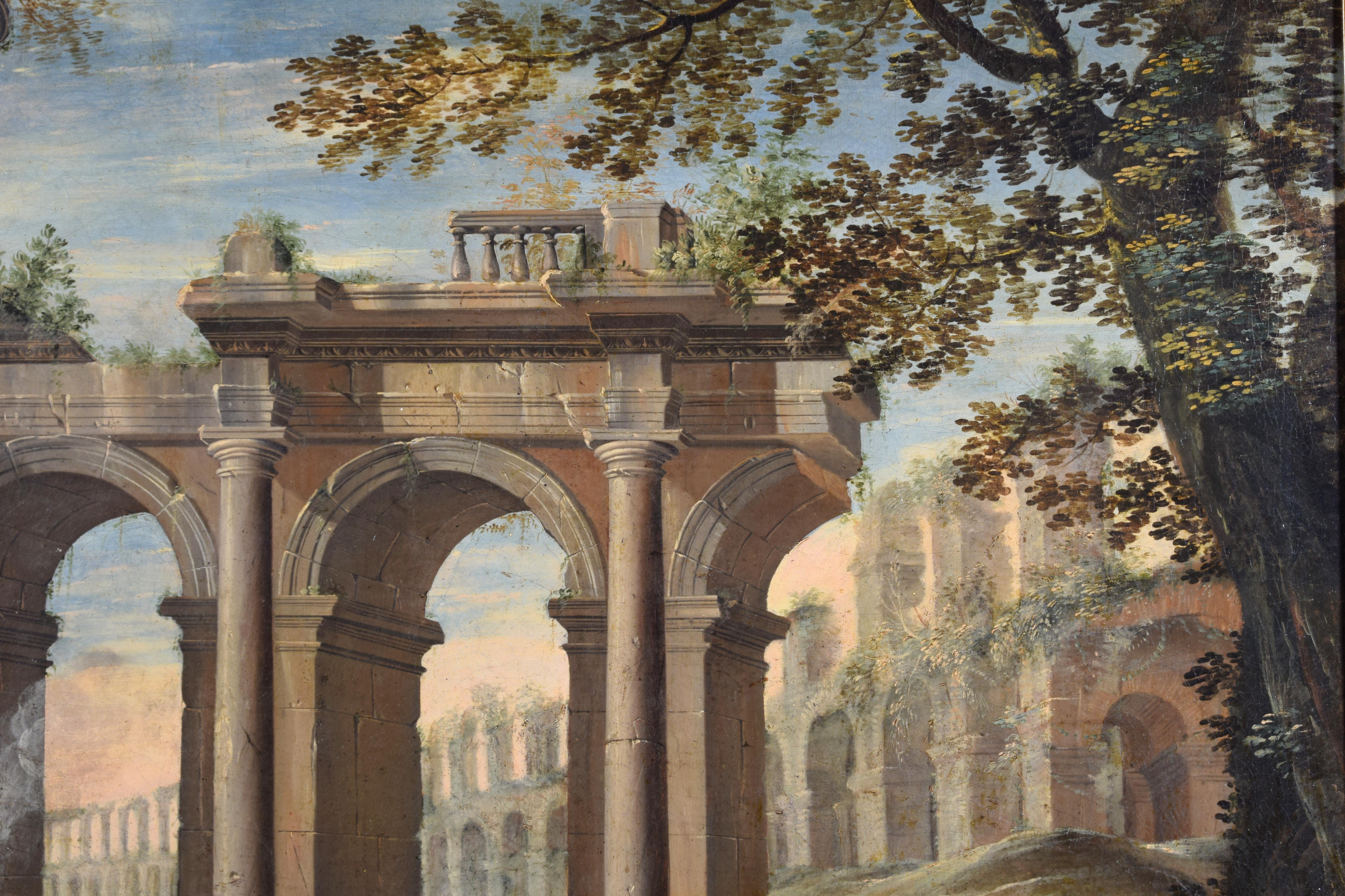18th Century, Painting Architectural Capriccio, att. to Isaac De Moucheron For Sale 10