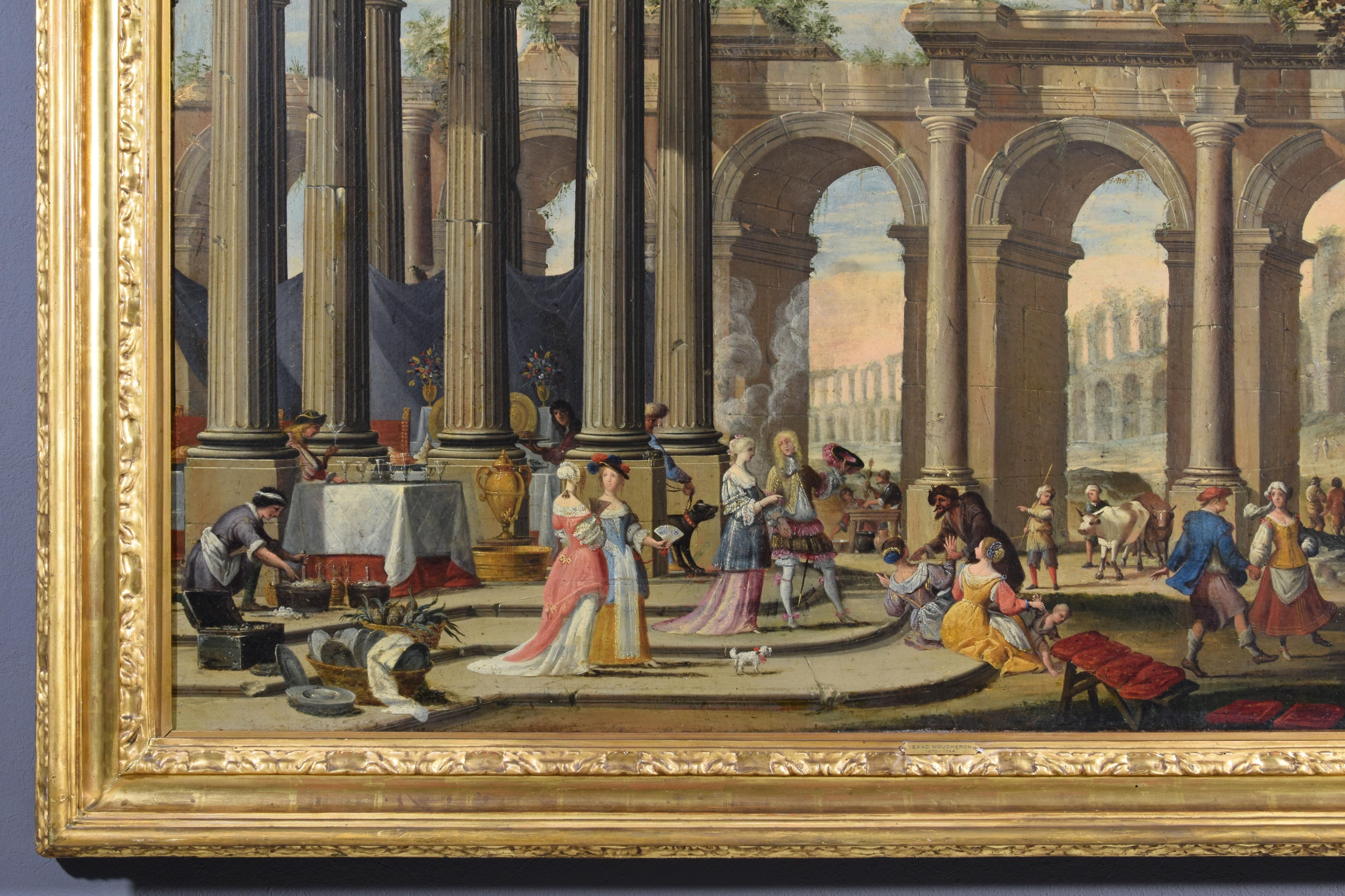 18th Century, Painting Architectural Capriccio, att. to Isaac De Moucheron For Sale 1