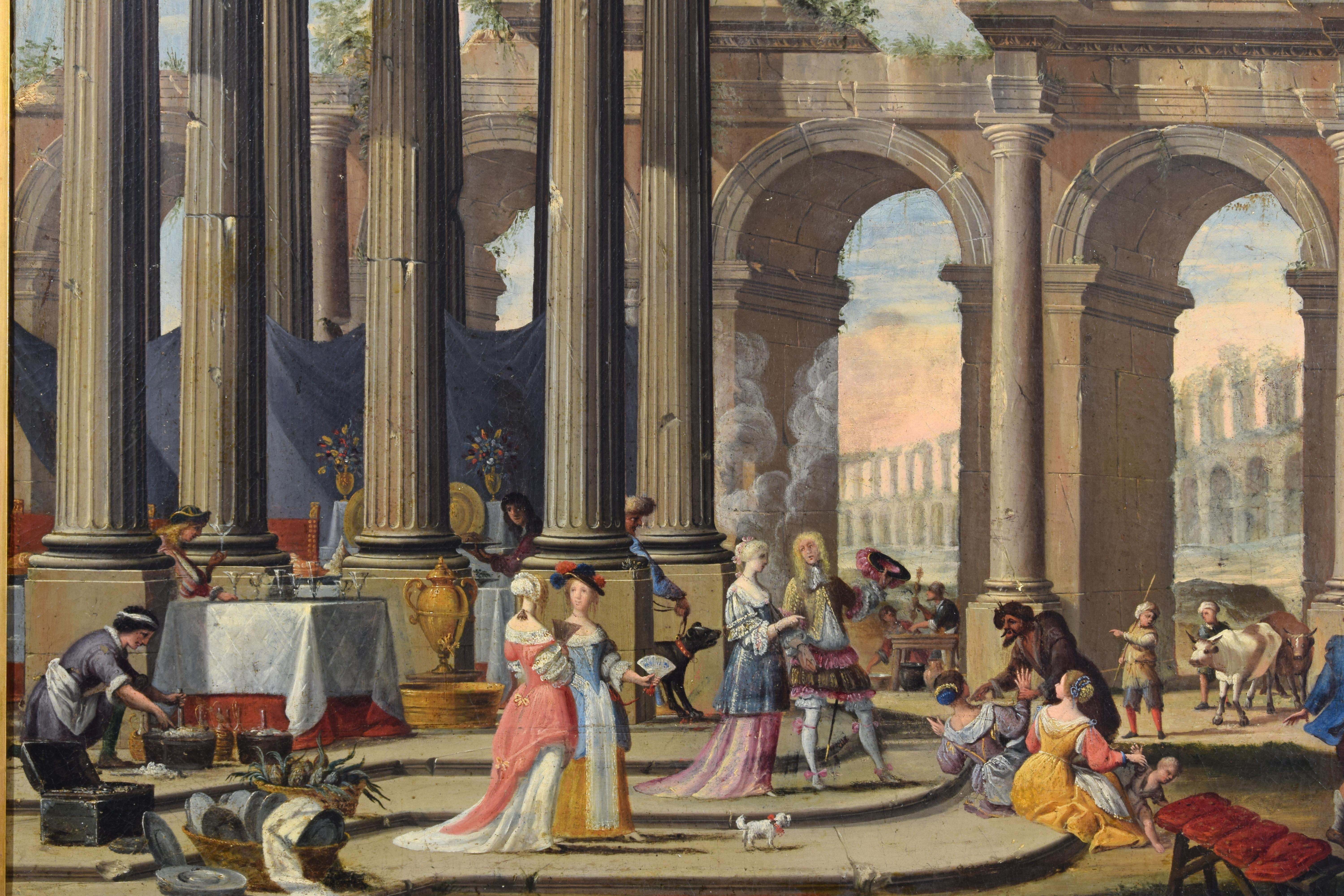 18th Century, Painting Architectural Capriccio, att. to Isaac De Moucheron For Sale 2