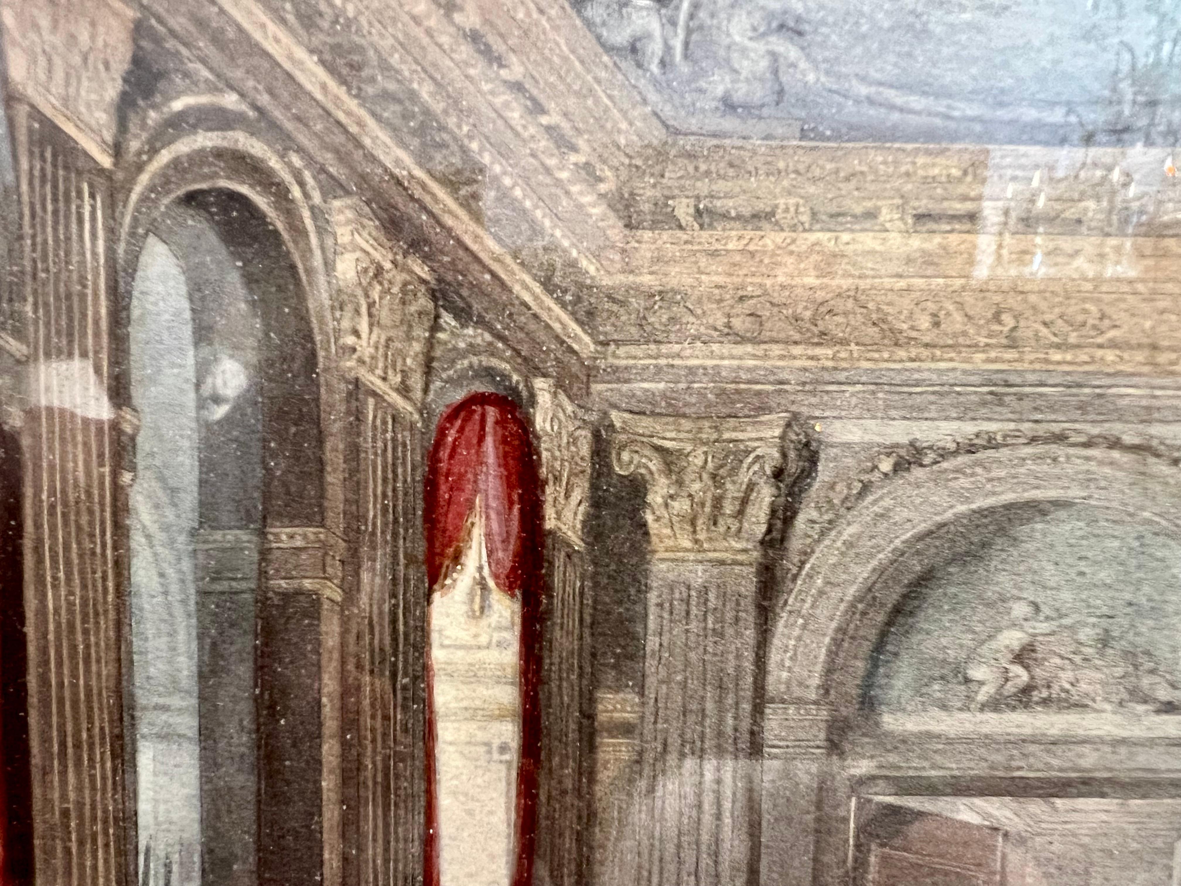 Wood 18th Century Painting Depicting Courtly Life