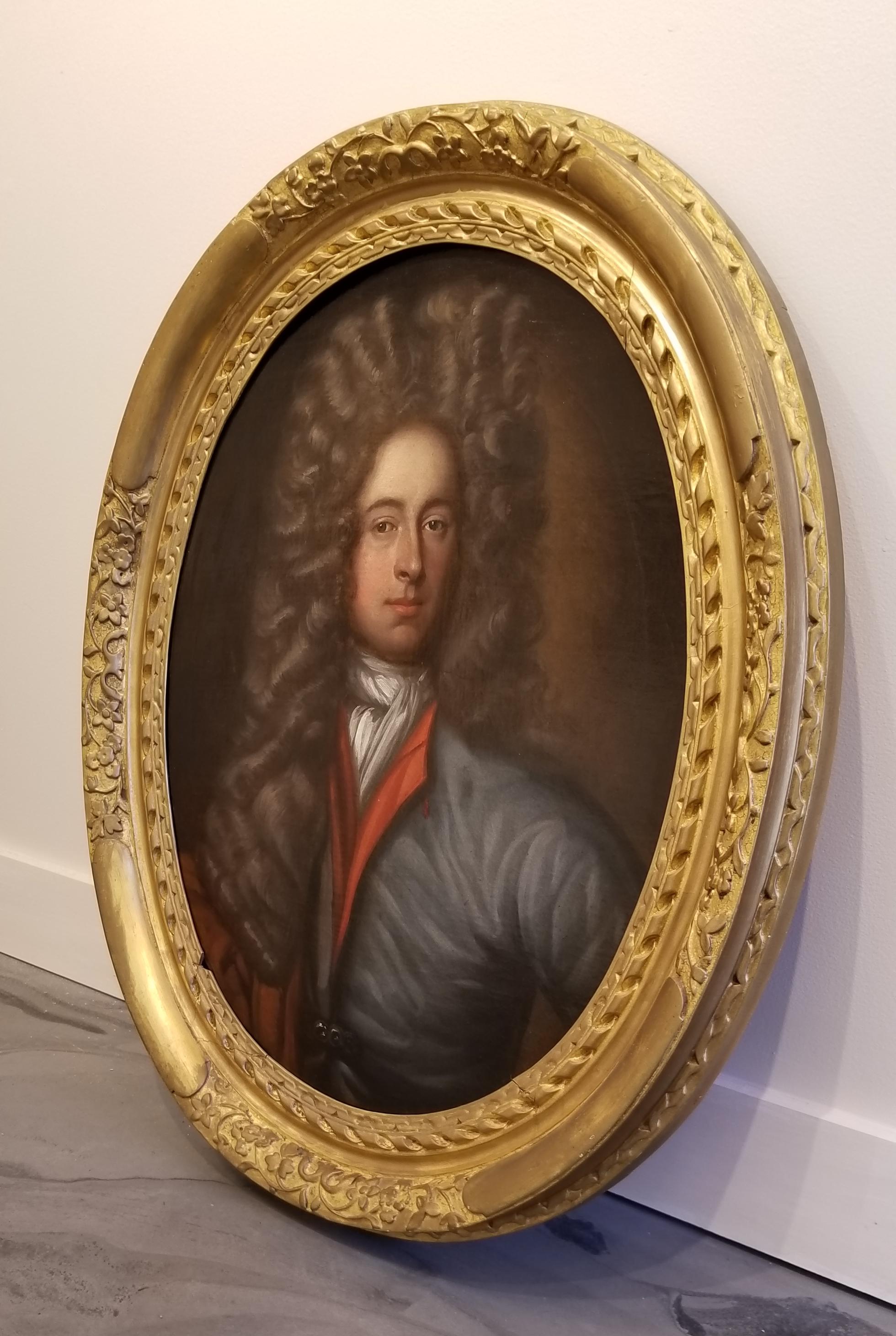 European 18th Century Painting of a Nobleman in Period Frame For Sale