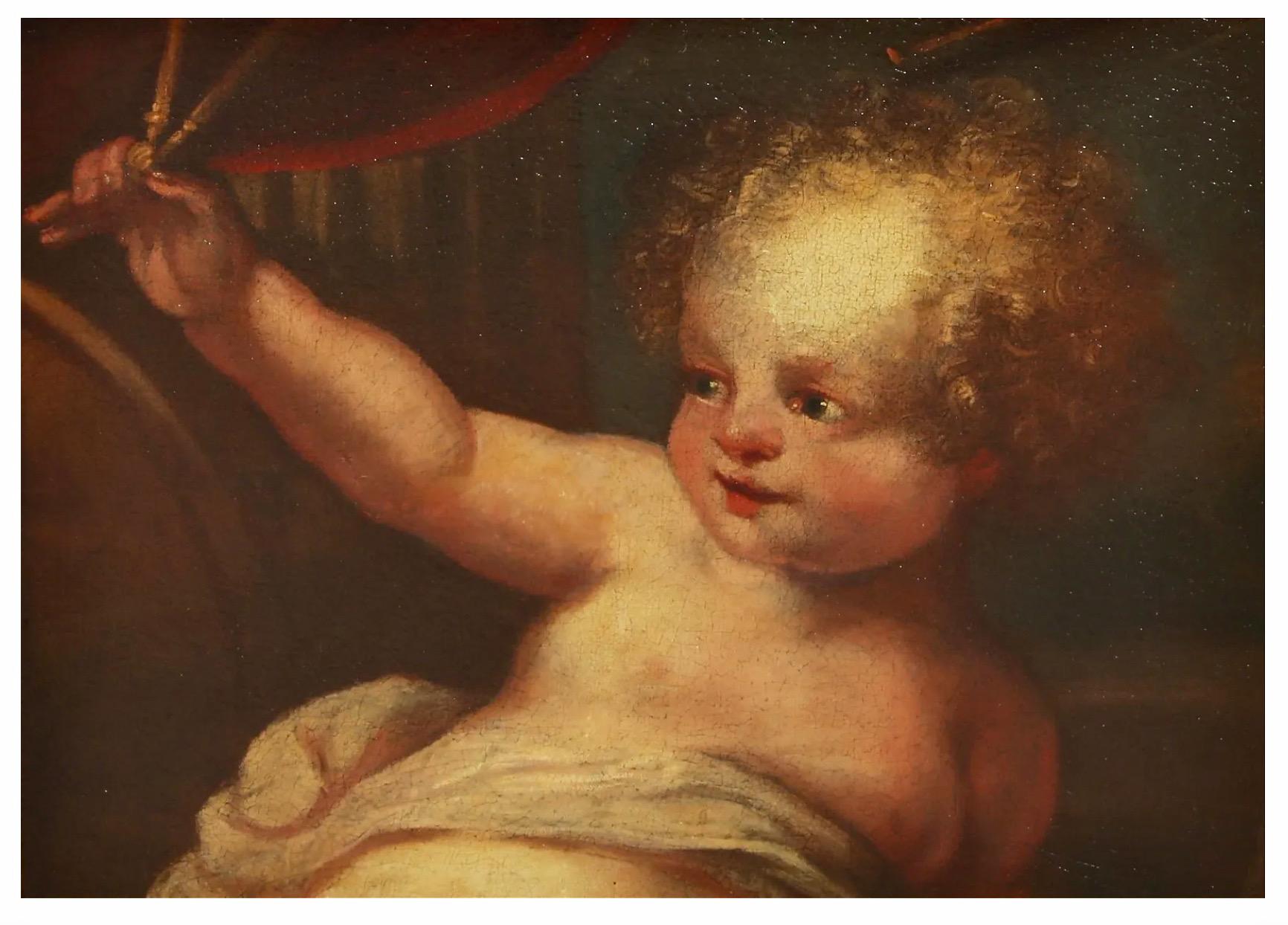 italien Peinture du 18e siècle représentant un chérubin et un putti en vente