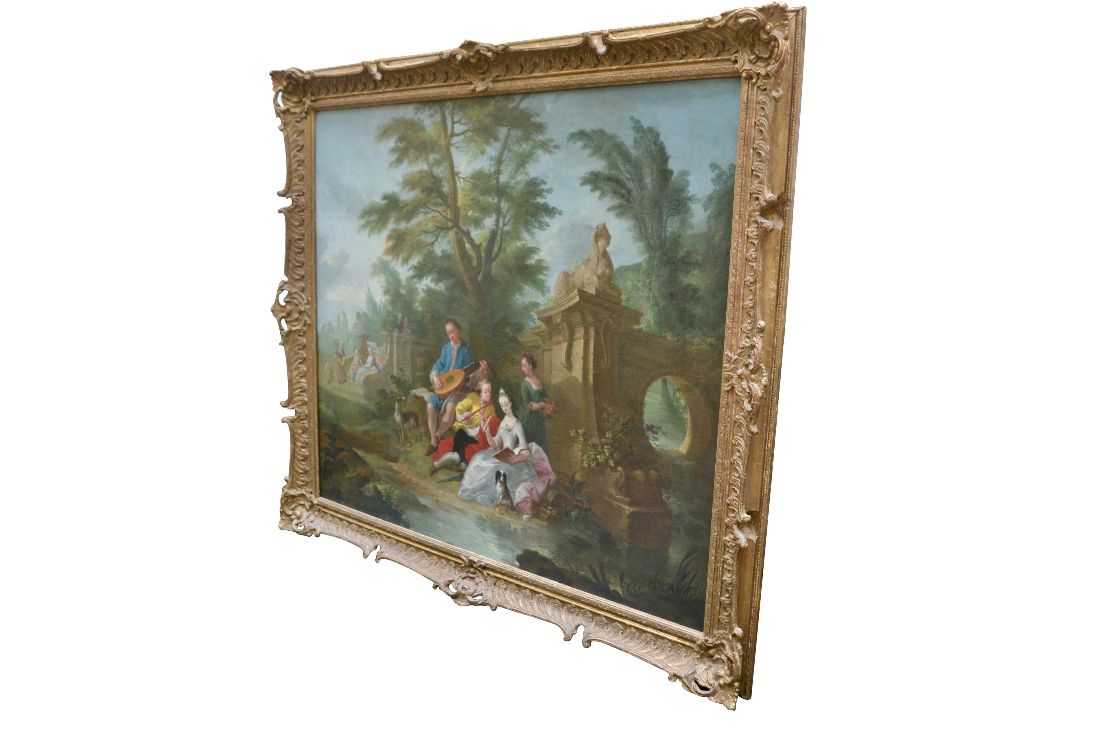 Gemälde aus dem 18. Jahrhundert mit Figuren in einer Landschaft, die Pater zugeschrieben wird (Französisch) im Angebot
