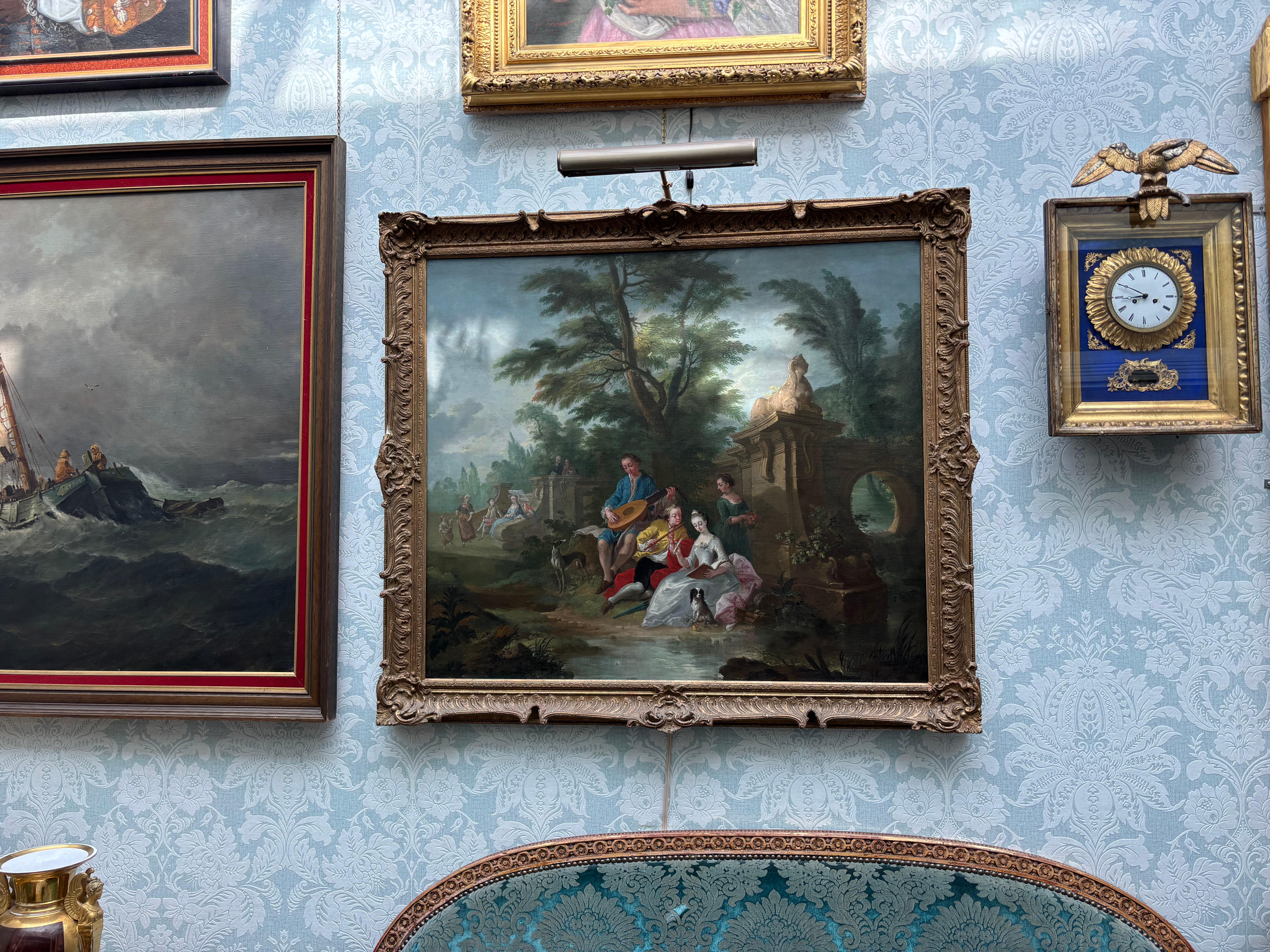 French 18th Century Painting Showing Figures in a Landscape Attributed to Pater For Sale