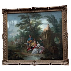 wlw renaissance paintings Antique 18th Century Painting Showing Figures in a Landscape Attributed to Pater