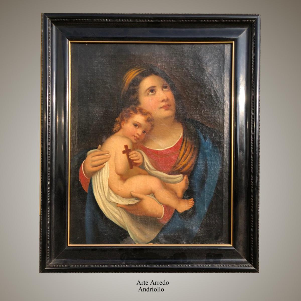 19th Century 18th Century Painting with Painting Depicting The Madonna and Child