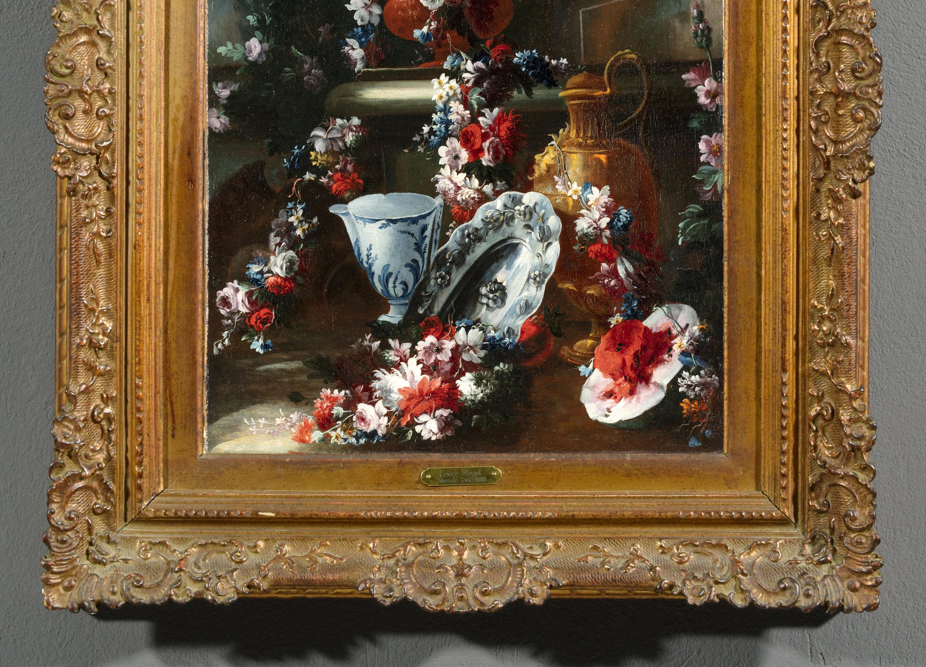 Baroque 18th Century, Painting with Still Life Attributed to Francesco Lavagna