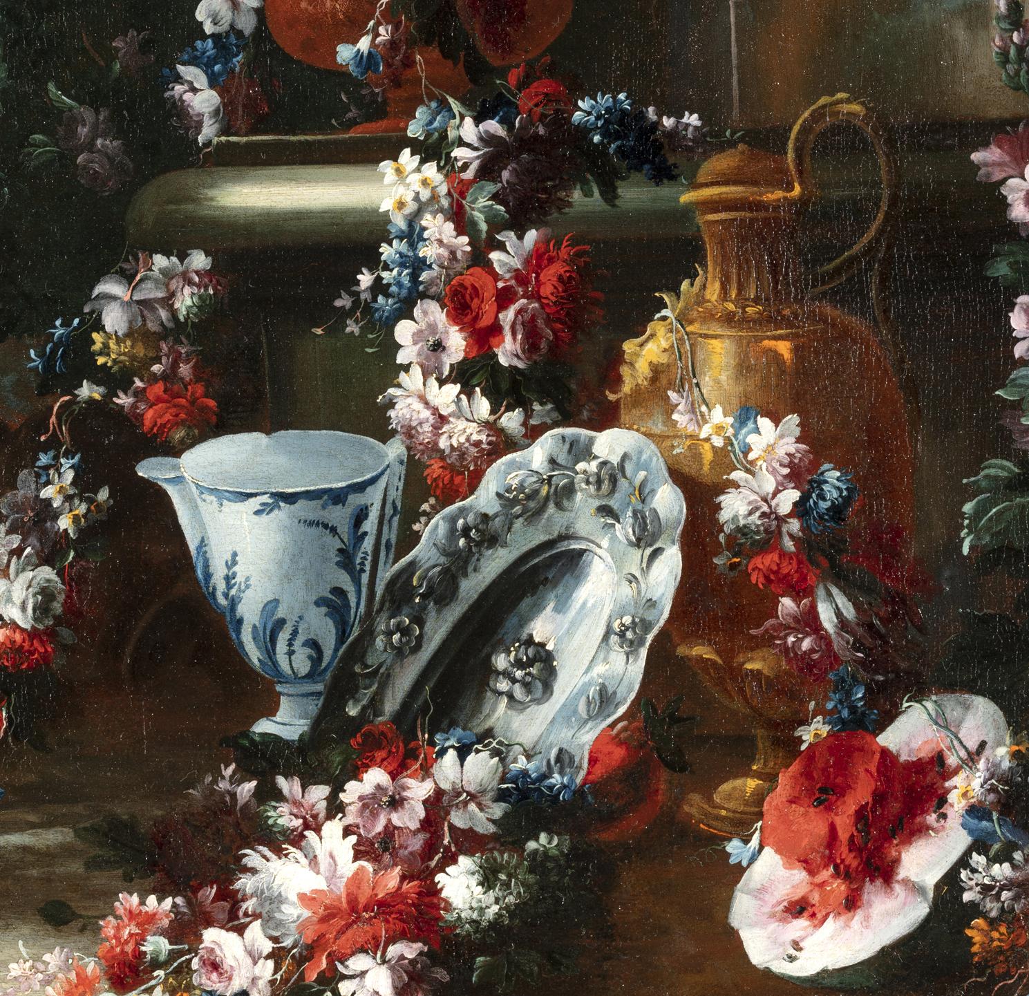 Italian 18th Century, Painting with Still Life Attributed to Francesco Lavagna