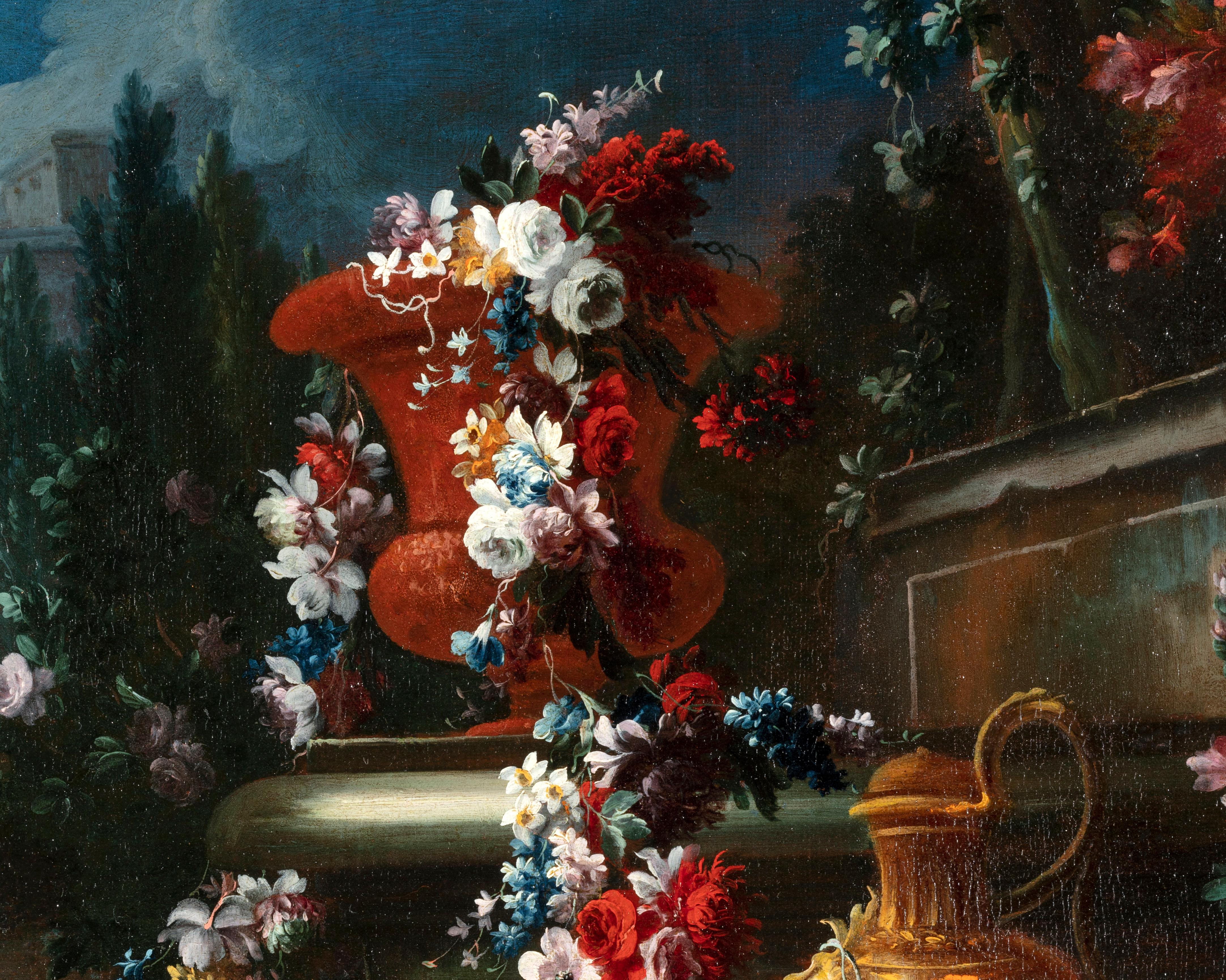 Hand-Painted 18th Century, Painting with Still Life Attributed to Francesco Lavagna