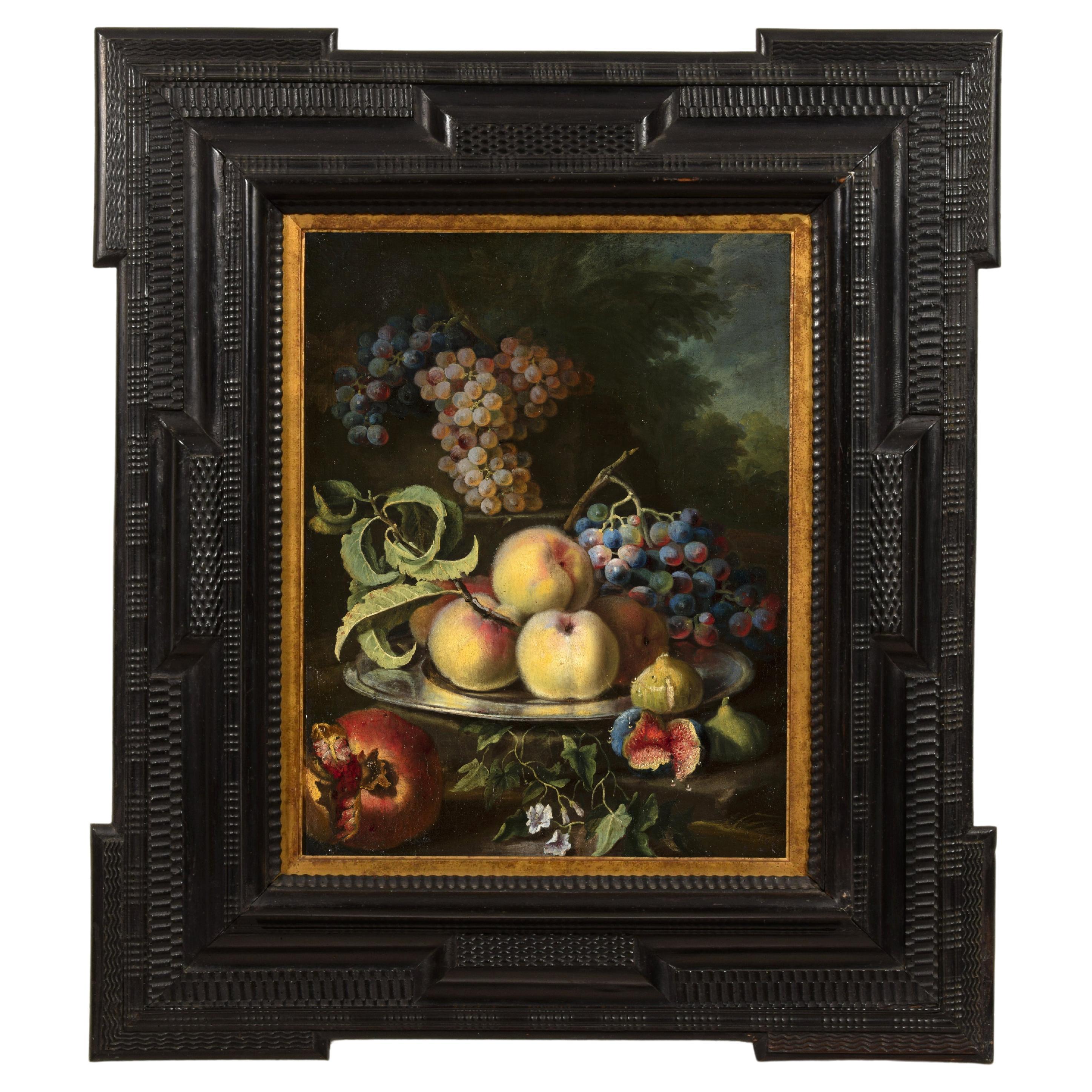 18th Century, Painting with Still Life by Maximilian Pfeiler For Sale