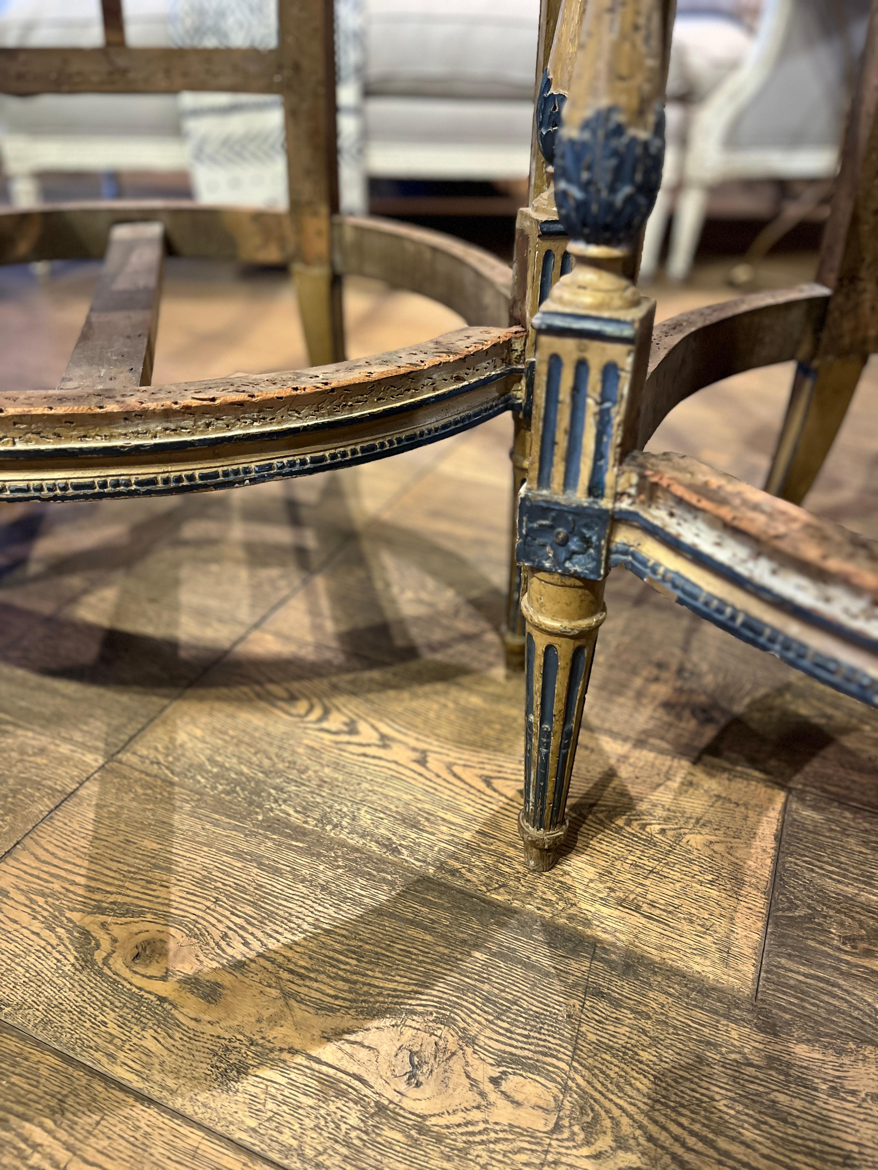 Direttorio Coppia di bergeres Directoire del XVIII secolo con colonne staccate in vendita
