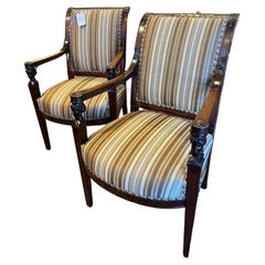 18th Century Pair French Consulate Chairs Signed Jacob