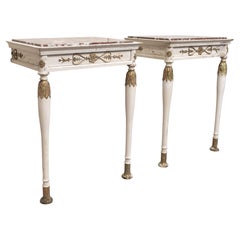 18th Century Pair French Louis XVI bedside Tables With Rouge Griotte Marble Top