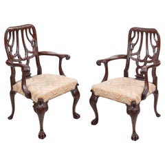 Antique 18th Century Pair Armchairs After Giles Grendey