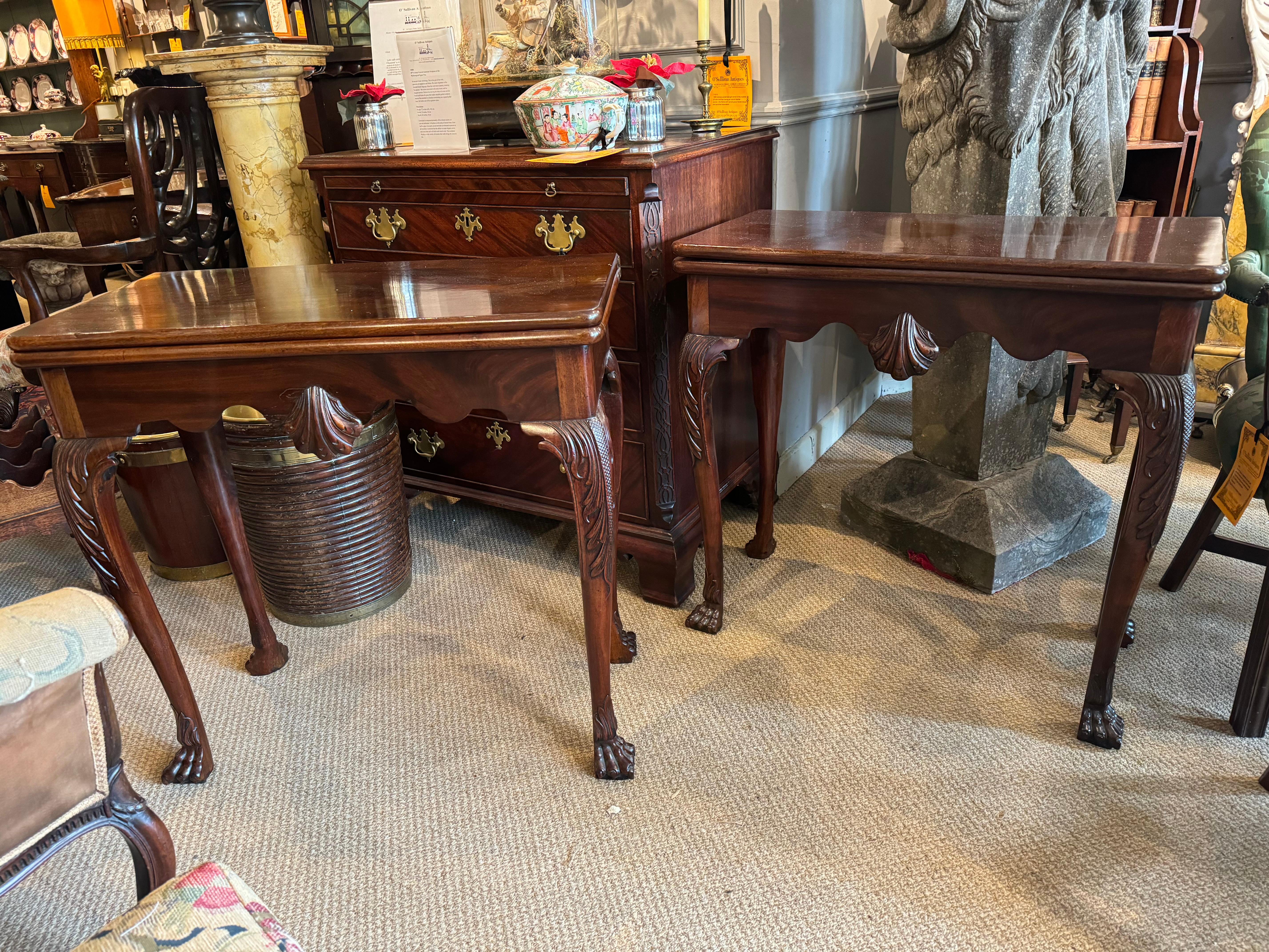 18th Century Pair Irish Mahogany Card Tables For Sale 3