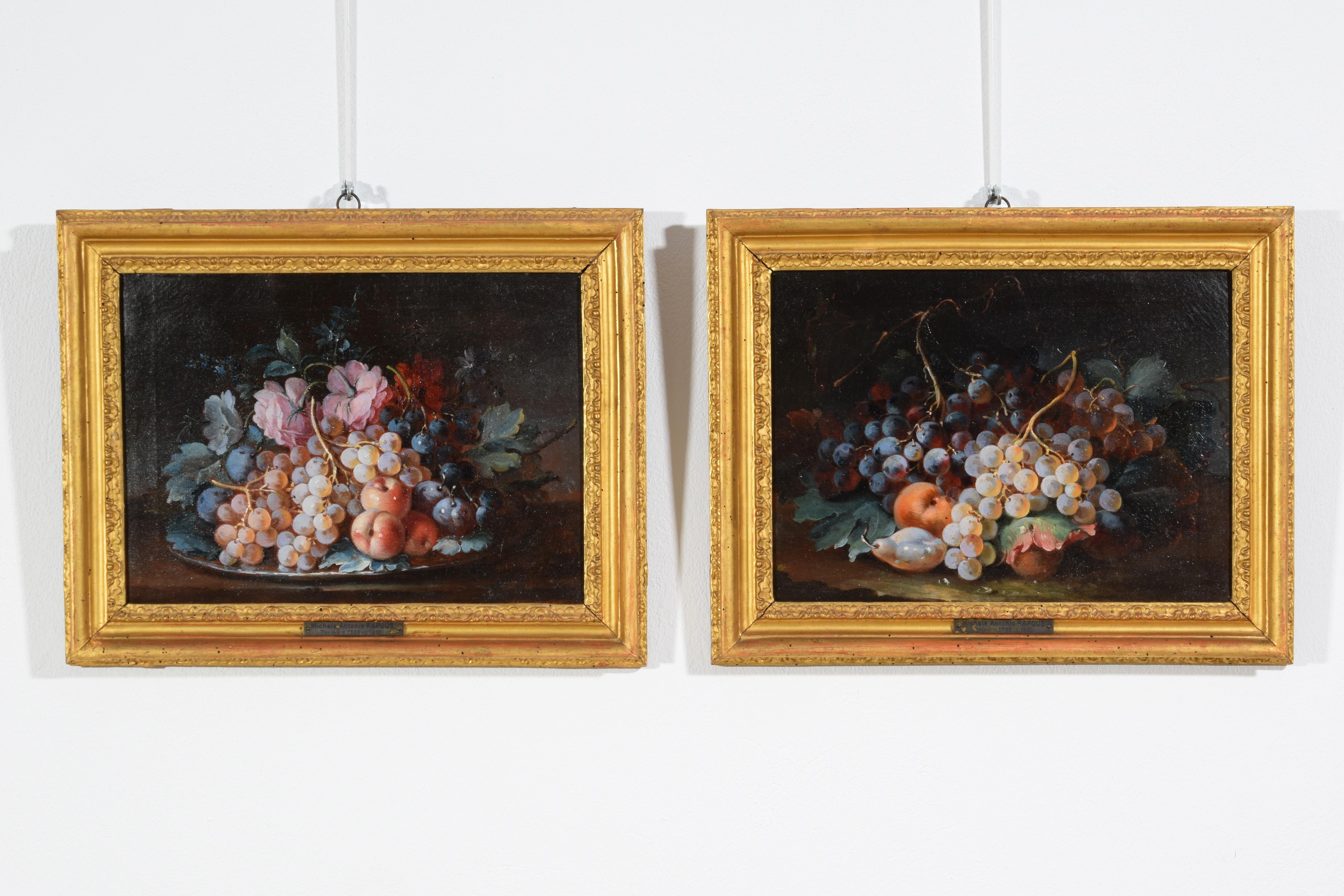 18th Century, Pair Italian Rococo Still Life Painting by Michele Antonio Rapous For Sale 9
