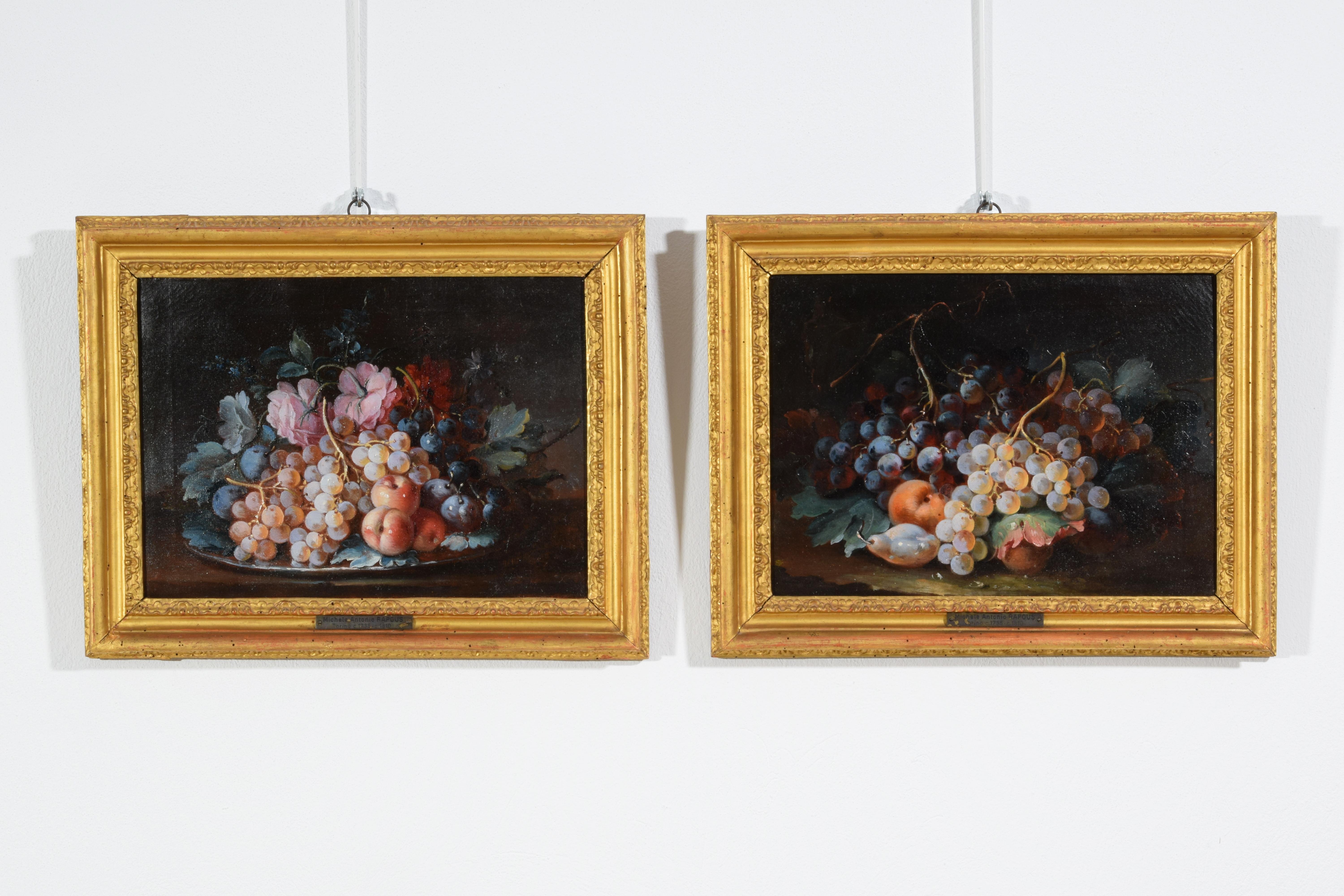 18th Century, Pair Italian Rococo Still Life Painting by Michele Antonio Rapous For Sale 10