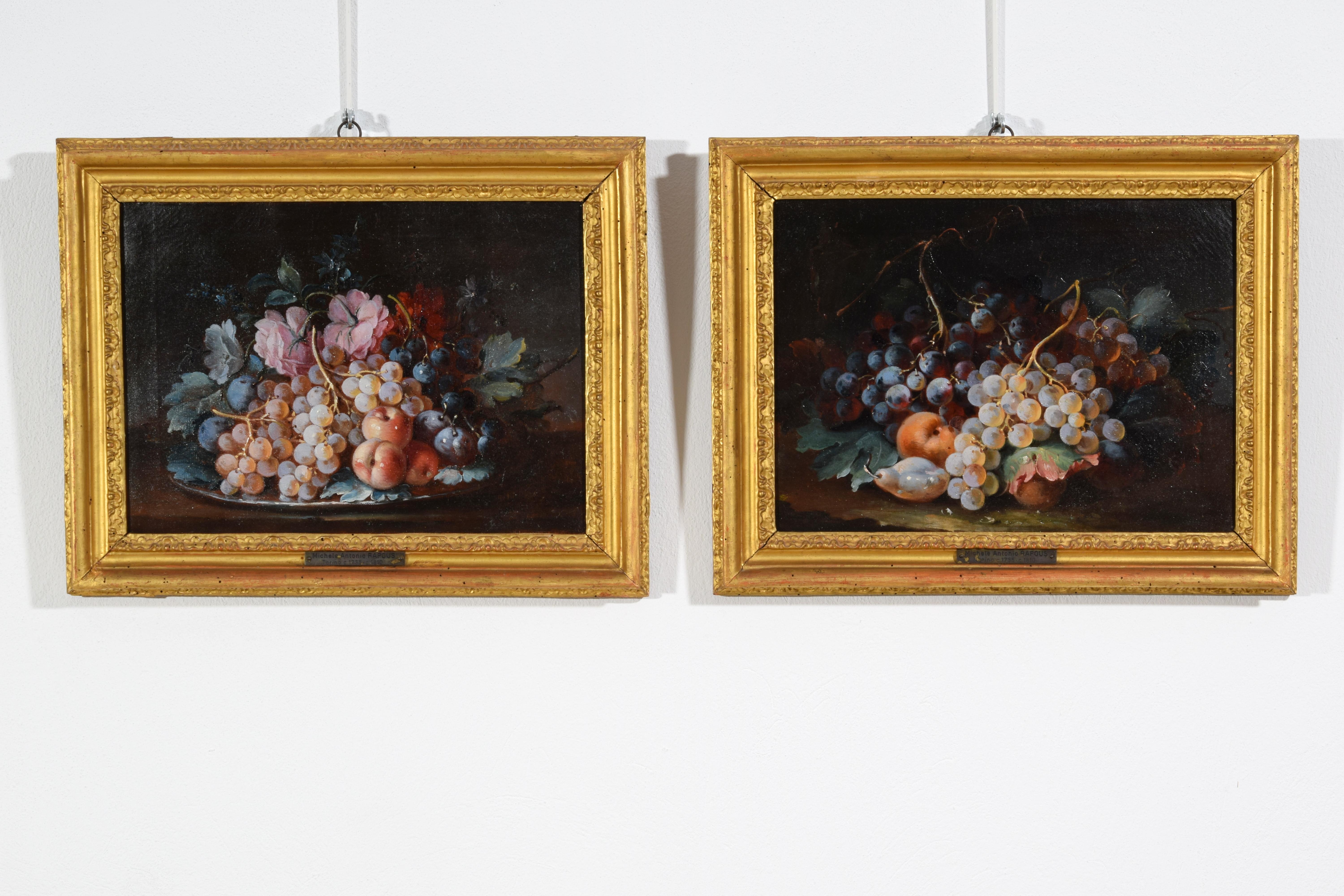 18th Century, Pair Italian Rococo Still Life Painting by Michele Antonio Rapous For Sale 11