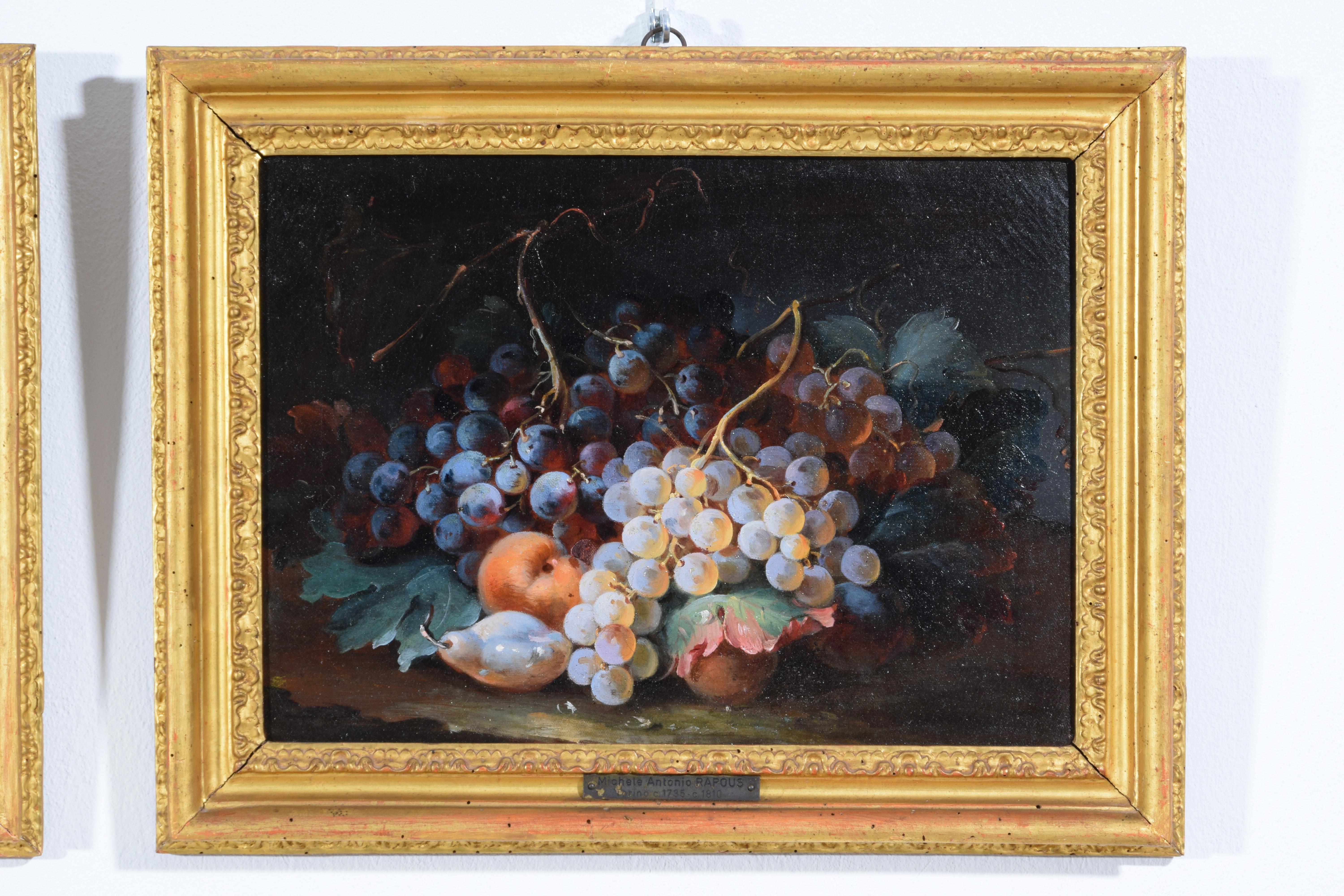 18th Century, Pair Italian Rococo Still Life Painting by Michele Antonio Rapous For Sale 12
