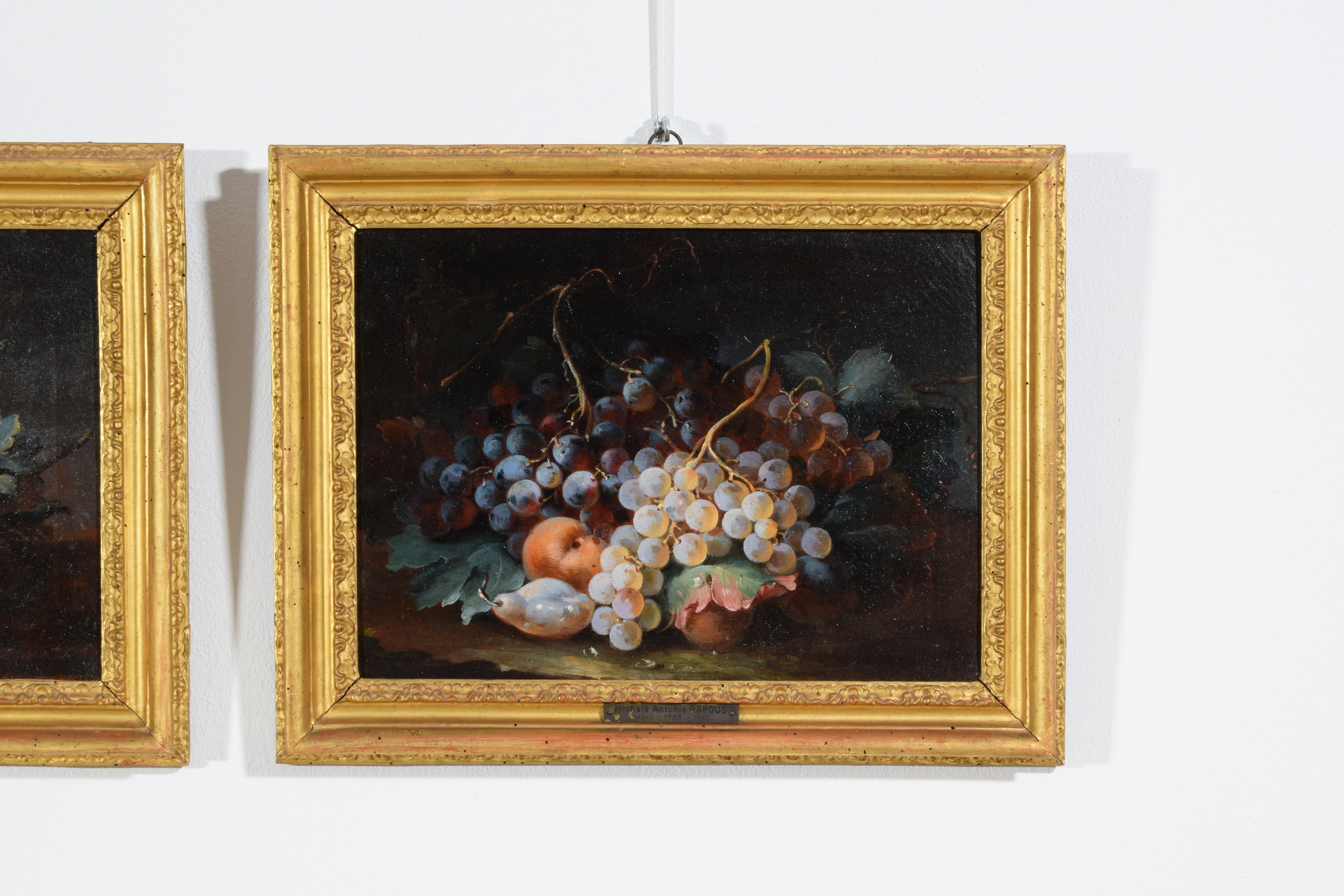 18th Century, Pair Italian Rococo Still Life Painting by Michele Antonio Rapous For Sale 1
