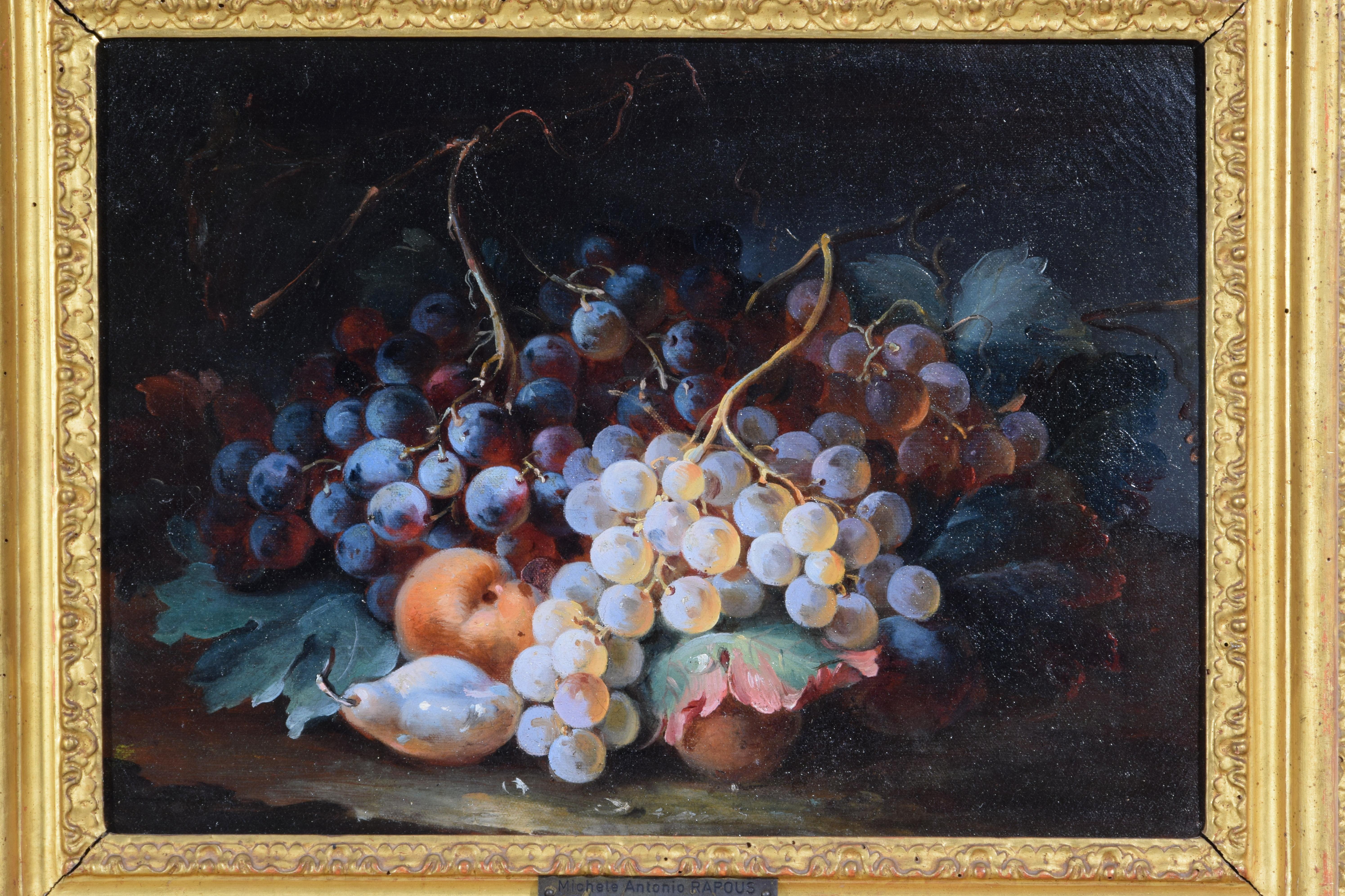 18th Century, Pair Italian Rococo Still Life Painting by Michele Antonio Rapous For Sale 2