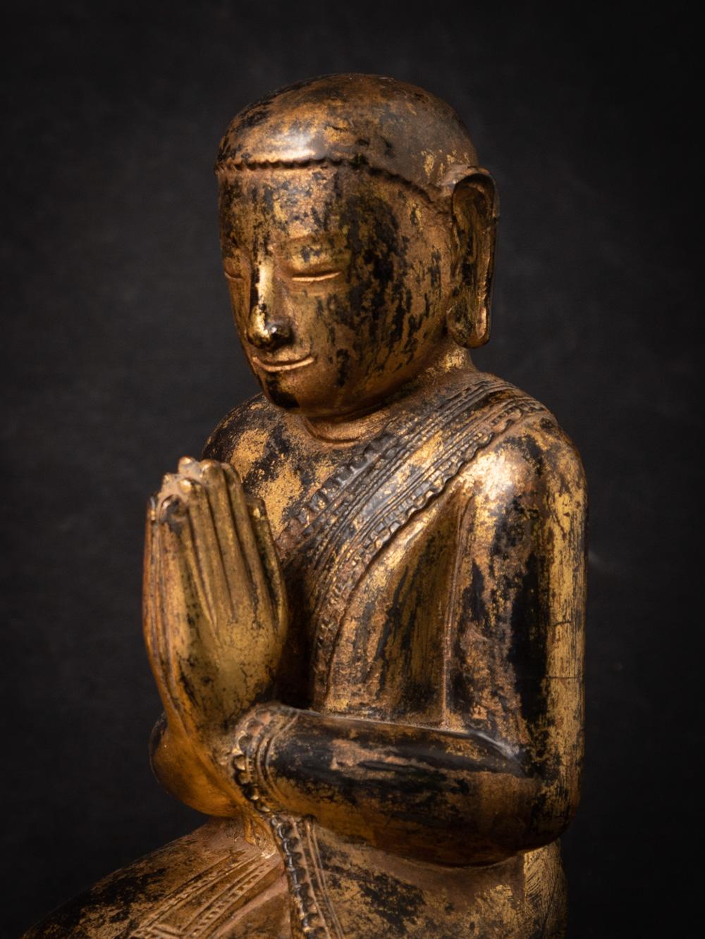 18th century pair of antique wooden Burmese Monk statues - OriginalBuddhas For Sale 4