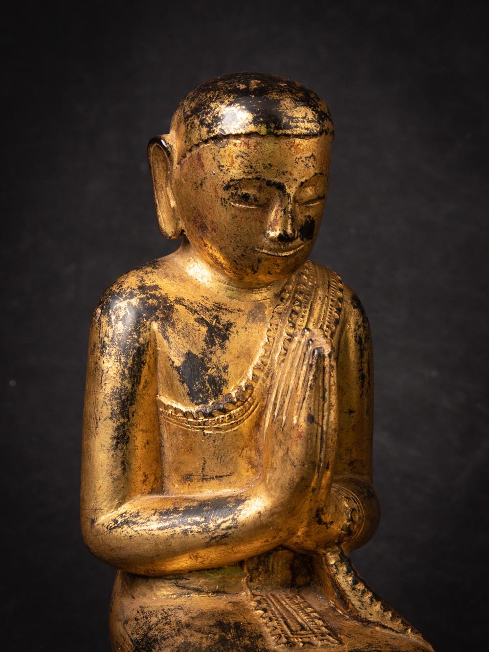 18th century pair of antique wooden Burmese Monk statues - OriginalBuddhas For Sale 6