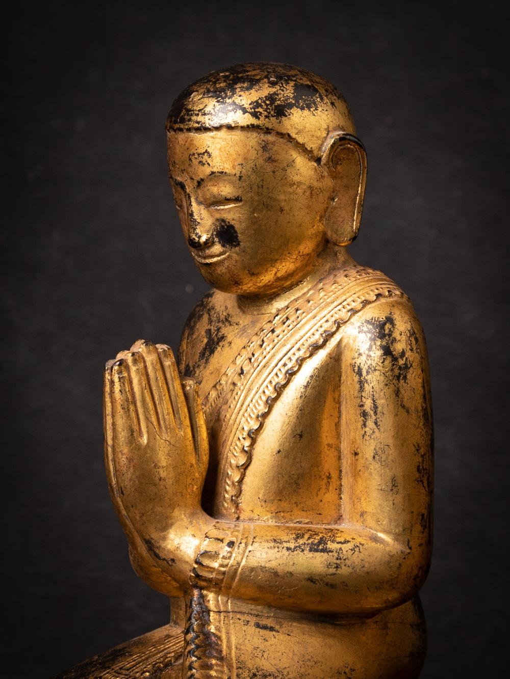 18th century pair of antique wooden Burmese Monk statues - OriginalBuddhas For Sale 8