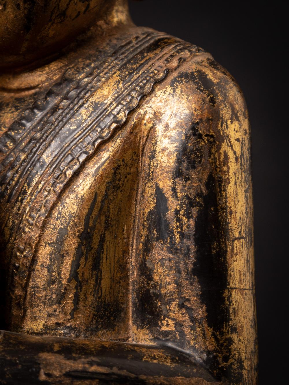 18th century pair of antique wooden Burmese Monk statues - OriginalBuddhas For Sale 13